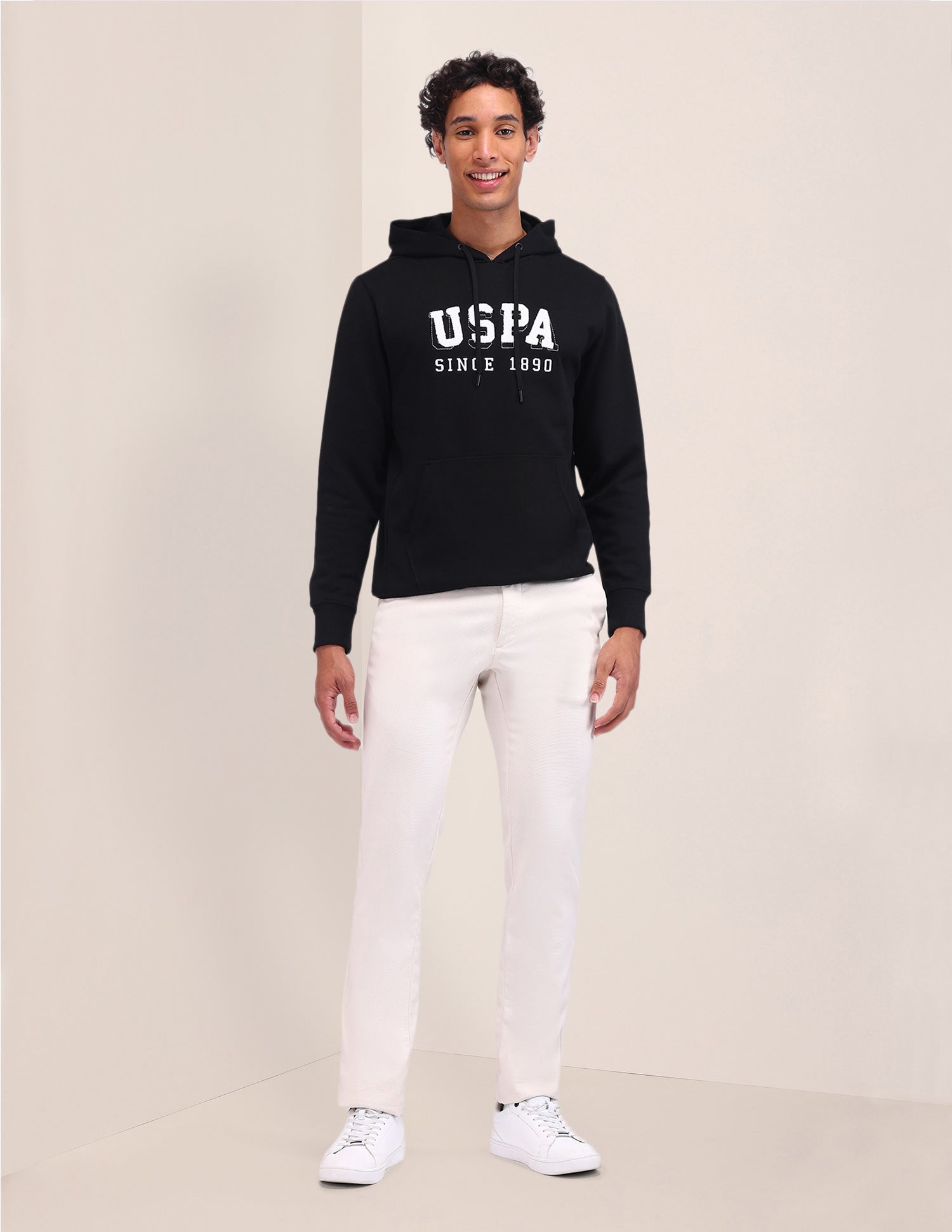 Brand Printed Regular Fit Sweatshirt Black - U.S. Polo Assn. India | Large