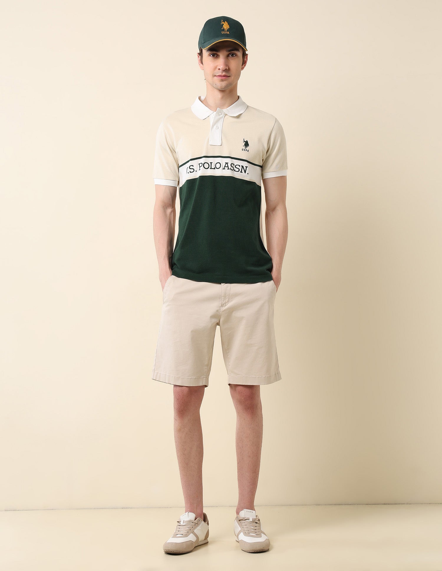 Colourblocked Classic Polo Shirt Beige - U.S. POLO ASSN. | Large