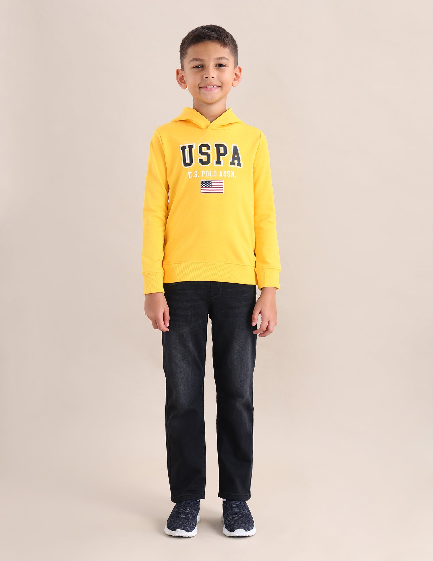 Boys Brand Printed Regular Fit Sweatshirt Yellow - U.S. POLO ASSN. | Large