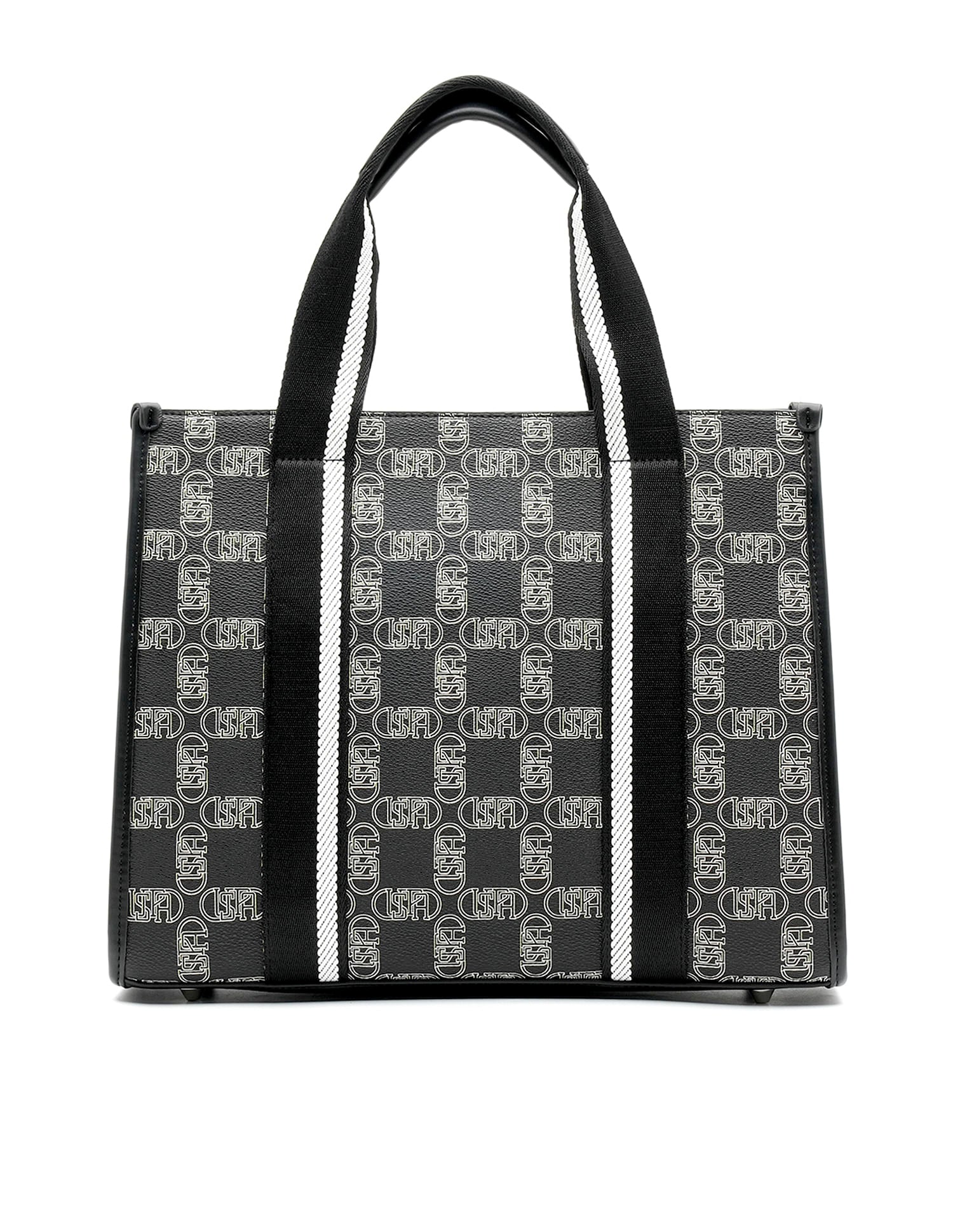 Mendy Monogram Satchel Bag Black - U.S. POLO ASSN. | Large