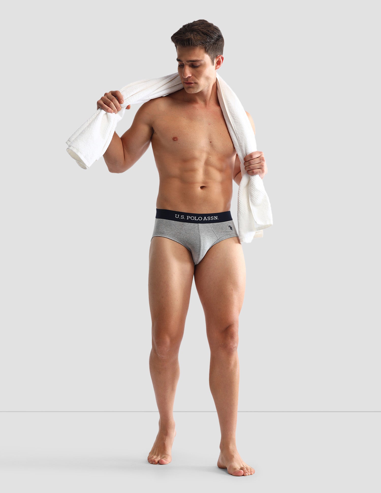 Anti Microbial Solid OEB13 Briefs - Pack Of 3 Black, Navy and Grey Melange - U.S. POLO ASSN. | Large