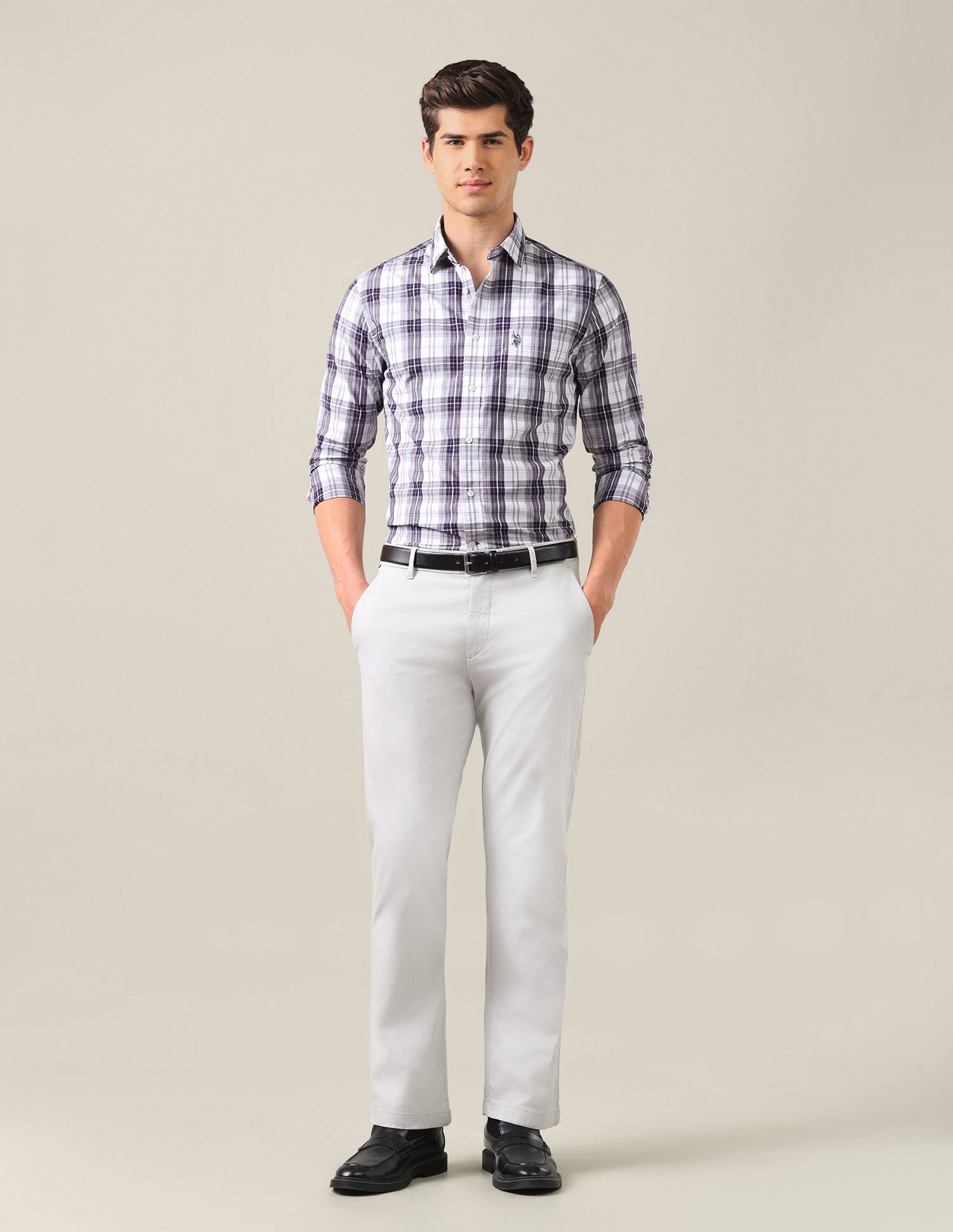 Plaid Tailored Fit Shirt Purple - U.S. Polo Assn. India | Large