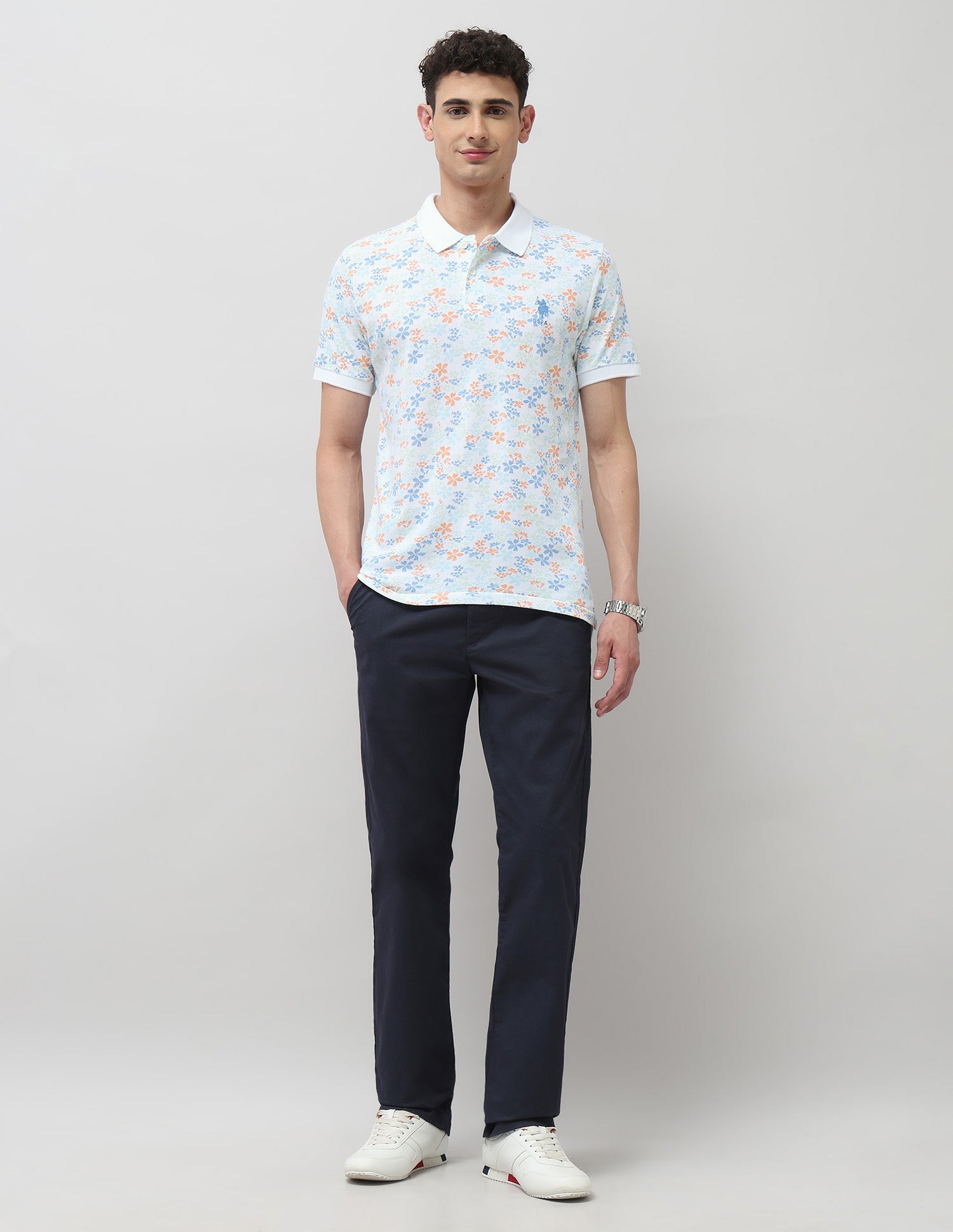 Pure Cotton Slim Fit Polo Shirt White - U.S. Polo Assn. India | Large