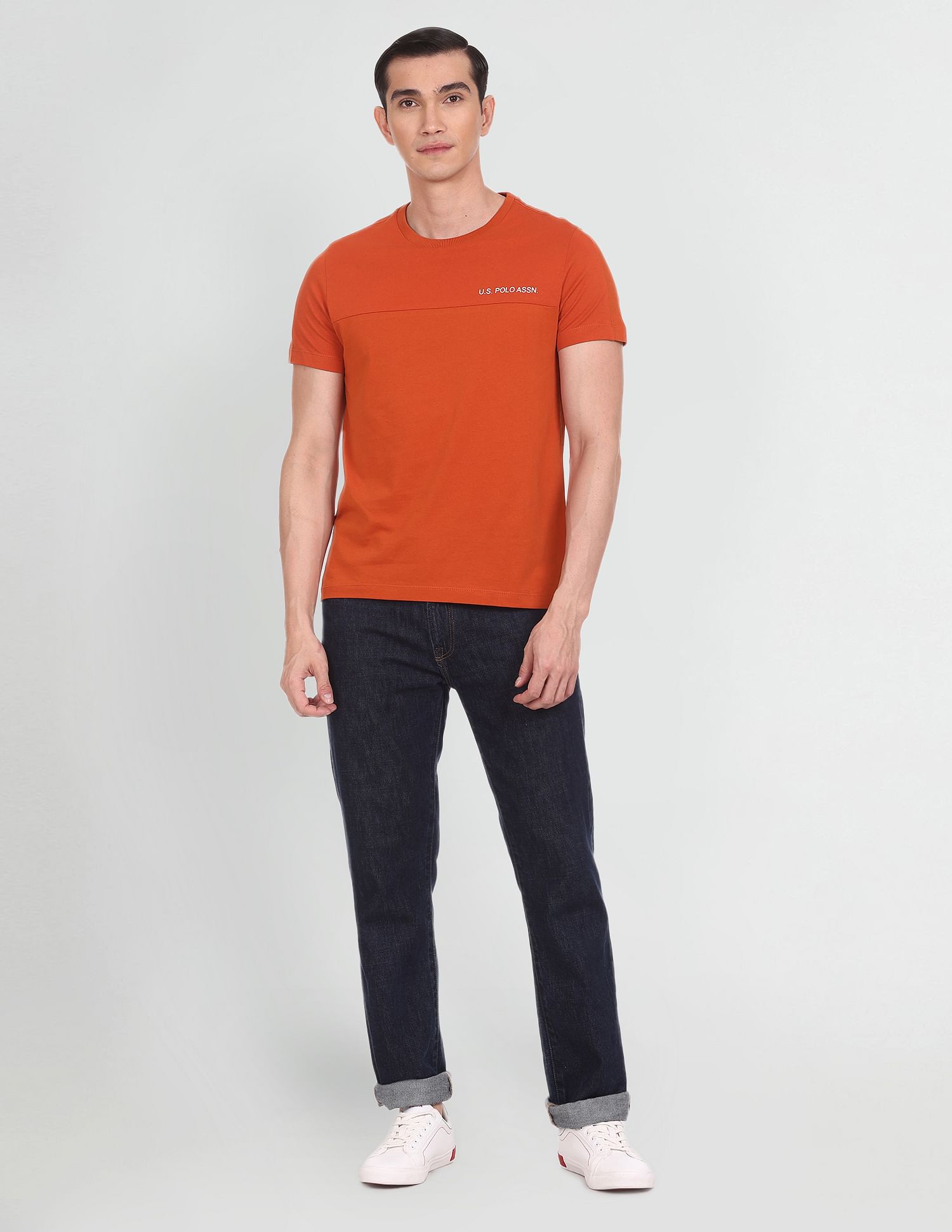 Crew Neck Solid Cotton T-Shirt Rust - U.S. POLO ASSN. | Large