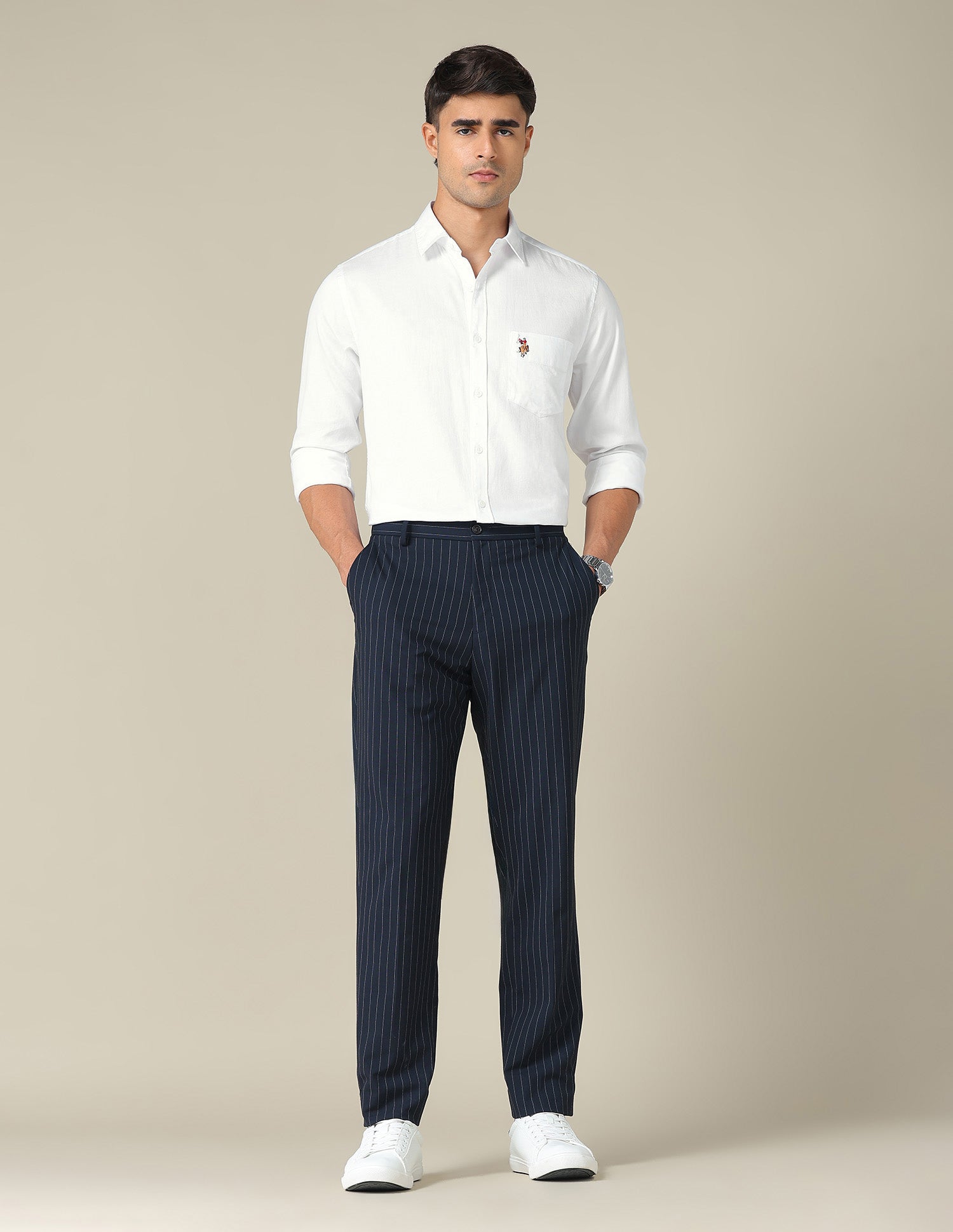 Tailored Fit Dobby Shirt White - U.S. POLO ASSN. | Large