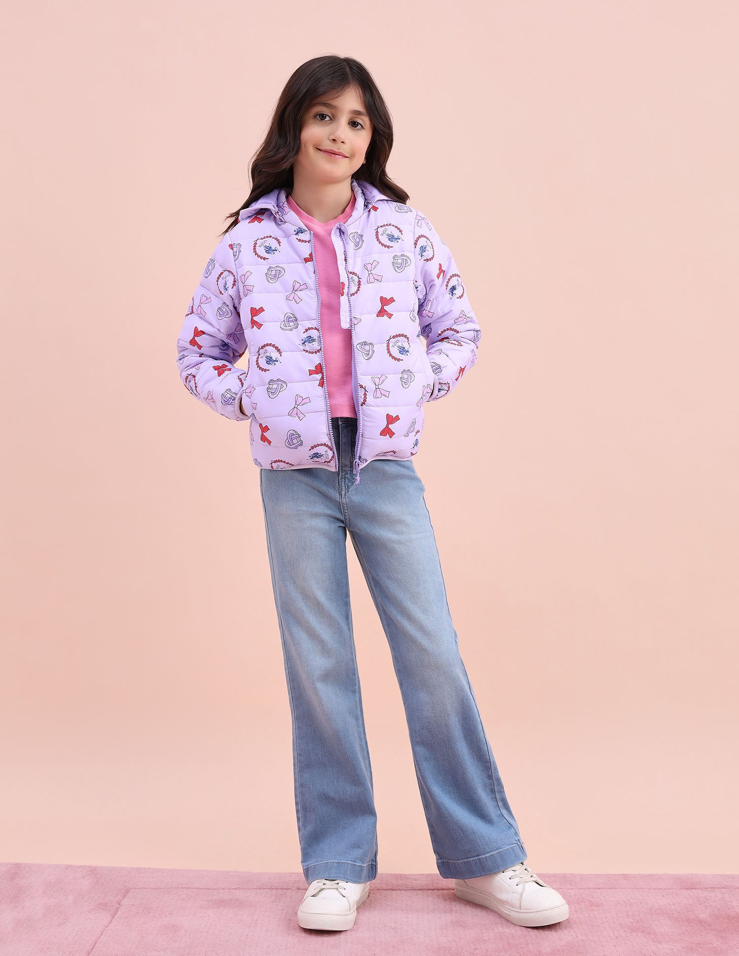 Graphic Printed Puffer Jacket Lilac - U.S. POLO ASSN. | Large