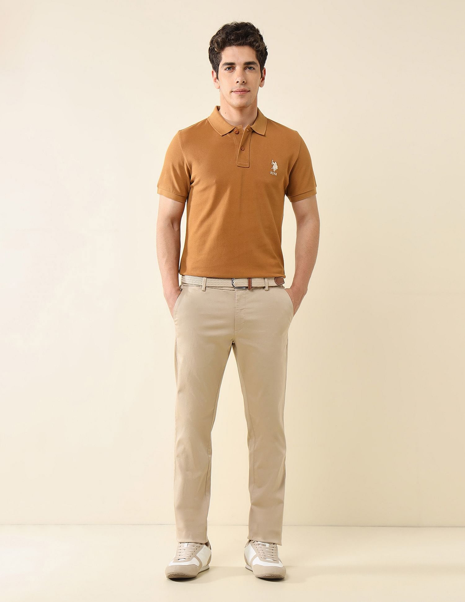 Pure Cotton Slim Fit Polo Shirt Brown - U.S. Polo Assn. India | Large