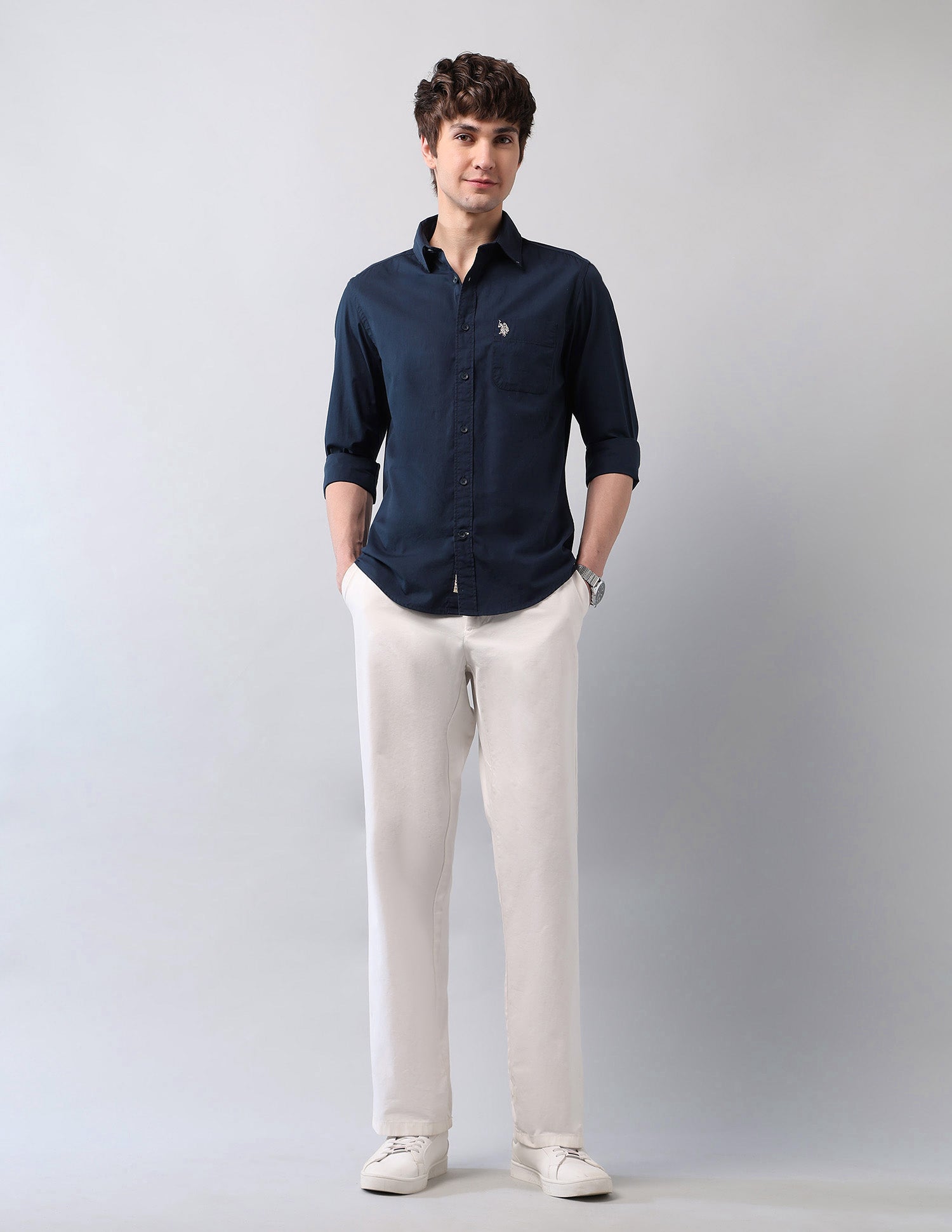Pure Cotton Regular Fit Shirt Navy - U.S. Polo Assn. India | Large
