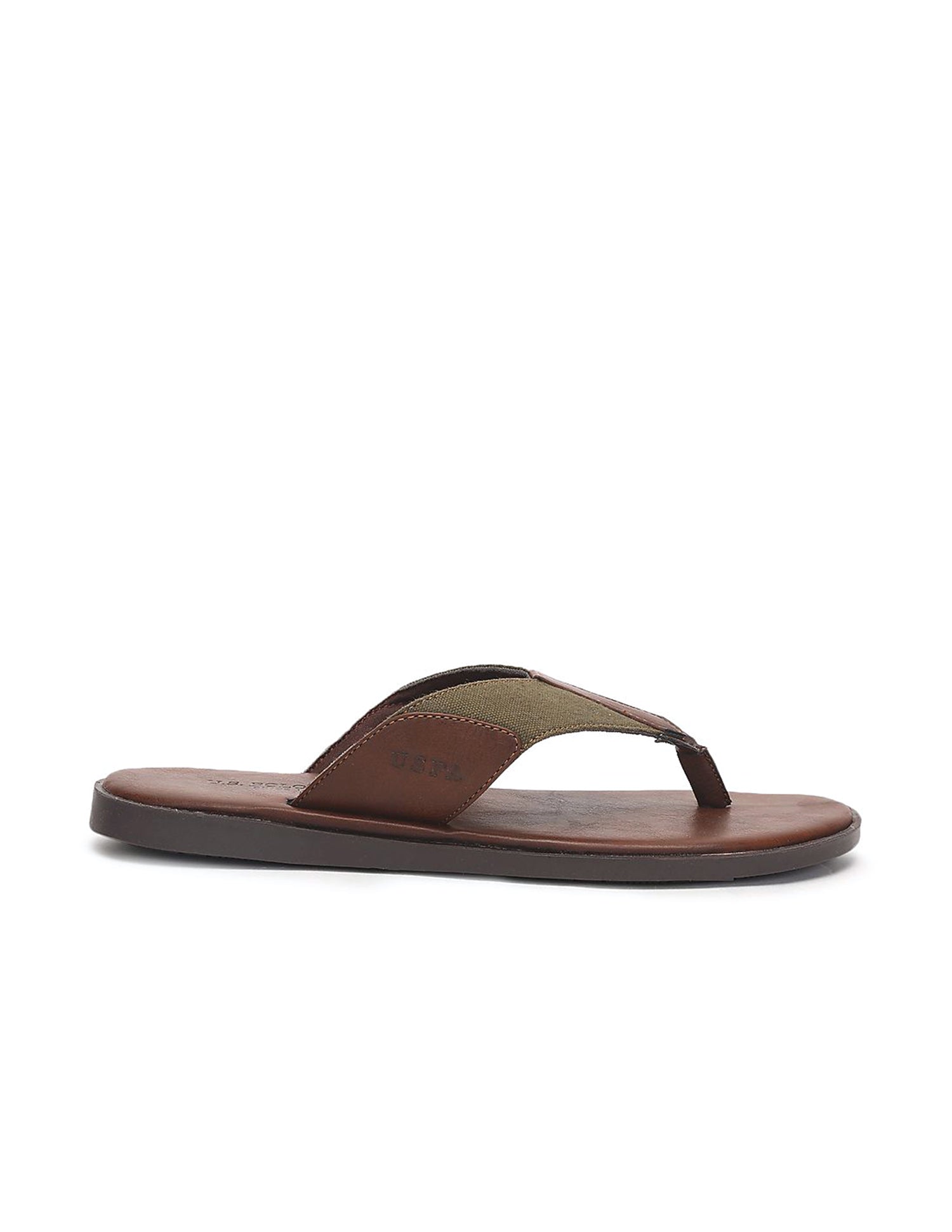 Men Colour Block V-Strap Barrio Sandals Brown and Olive - U.S. Polo Assn. India | Large