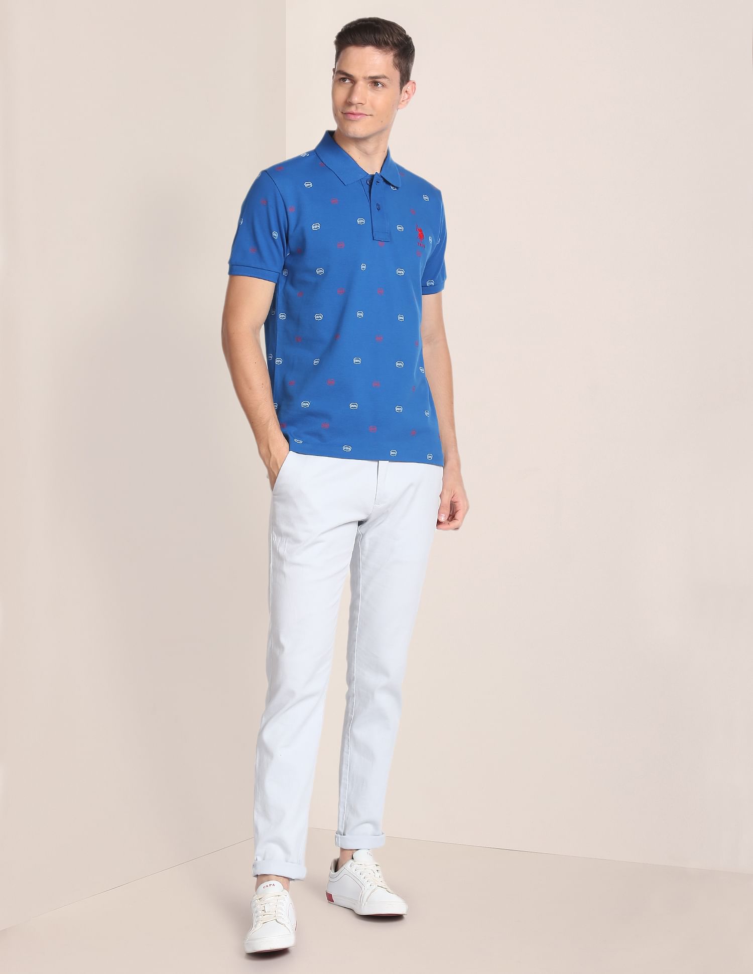 Cotton Slim Fit Polo Shirt Blue - U.S. Polo Assn. India | Large