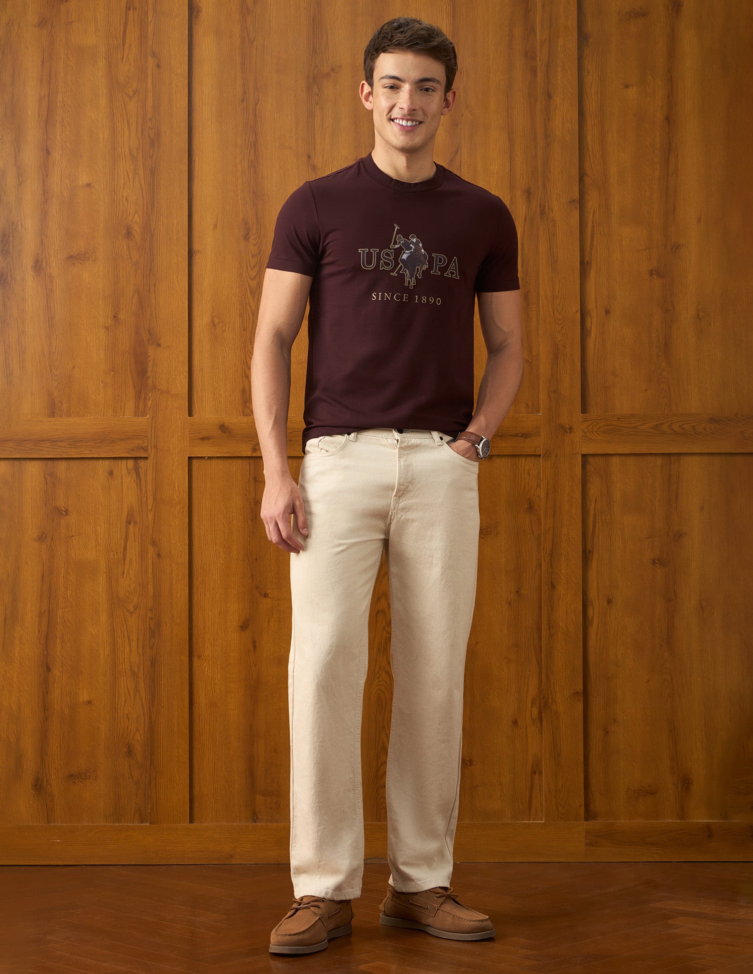 Brand Printed Slim Fit T-Shirt Maroon - U.S. Polo Assn. India | Large
