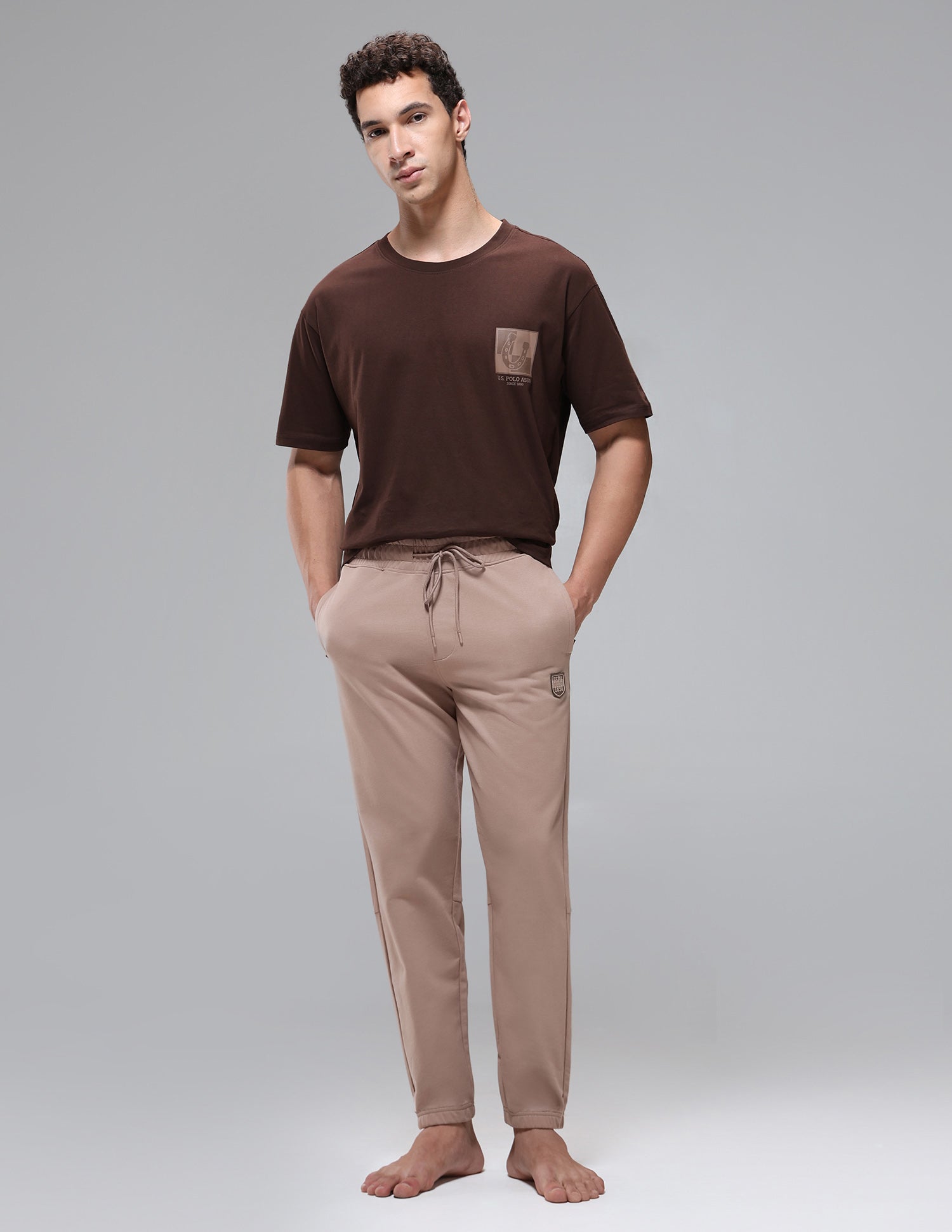 Baggy Fit Sturdy Fabric OR008 Lounge Track Pants Stucco - U.S. Polo Assn. India | Large