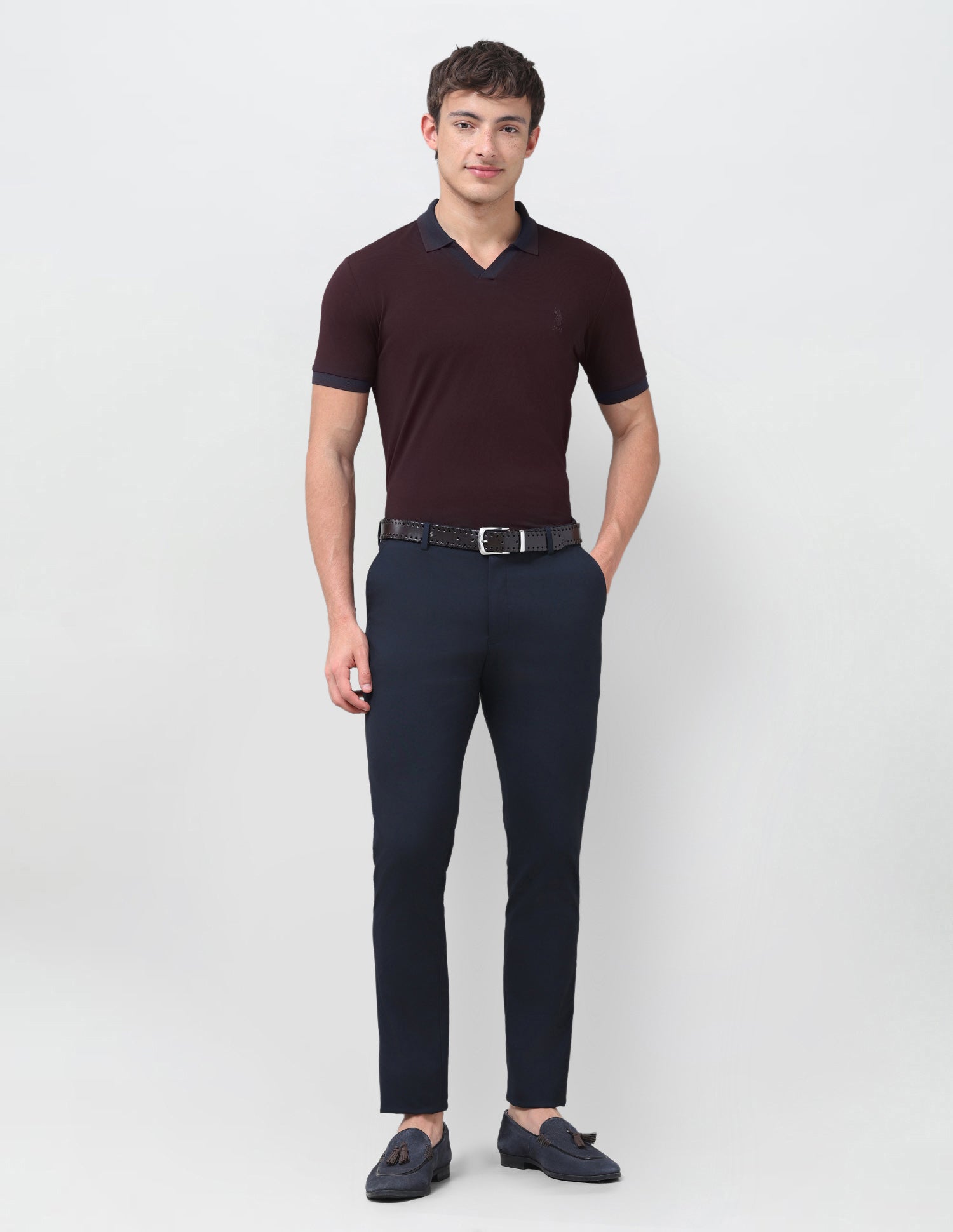 Solid Slim Fit Polo Shirt Dark Red - U.S. Polo Assn. India | Large