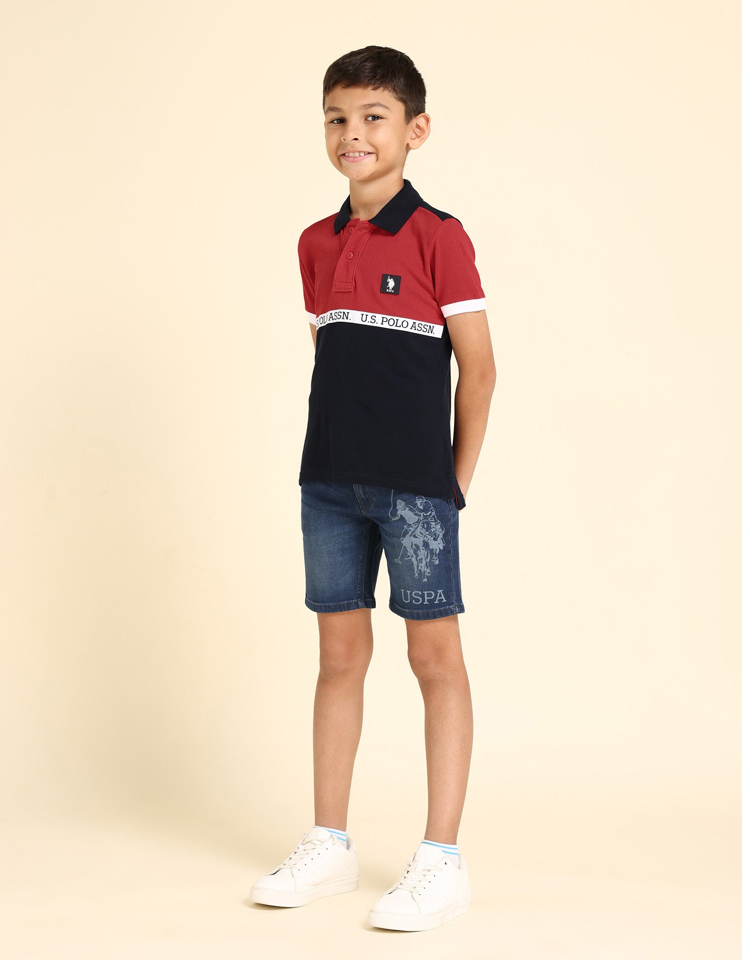 Boys Colour Block Polo Shirt Red and Navy - U.S. POLO ASSN. | Large