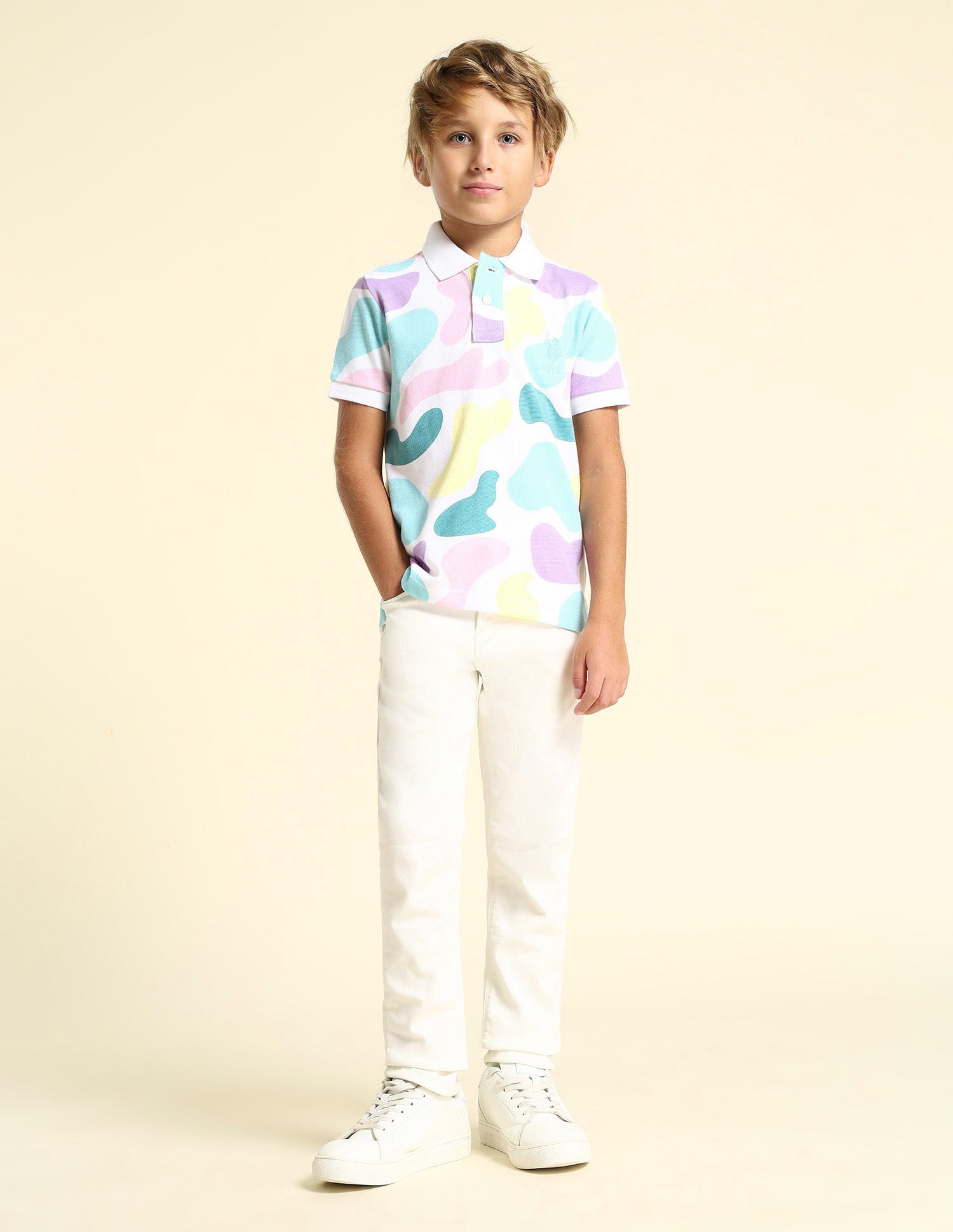 Boys Abstract Printed Regular Fit Polo Shirt Multi - U.S. POLO ASSN. | Large