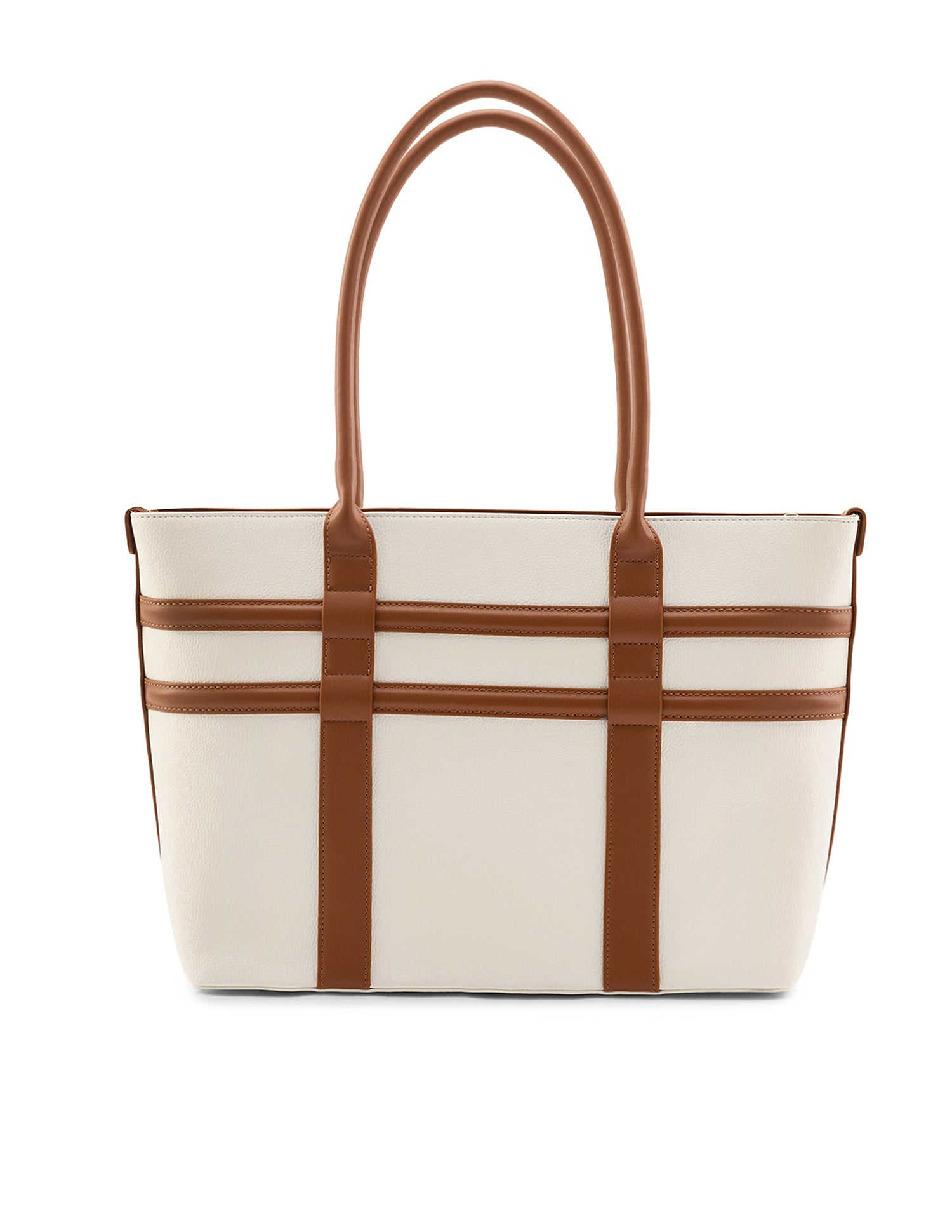 Creme Color Blocked Tote Bag Off White - U.S. Polo Assn. India | Large