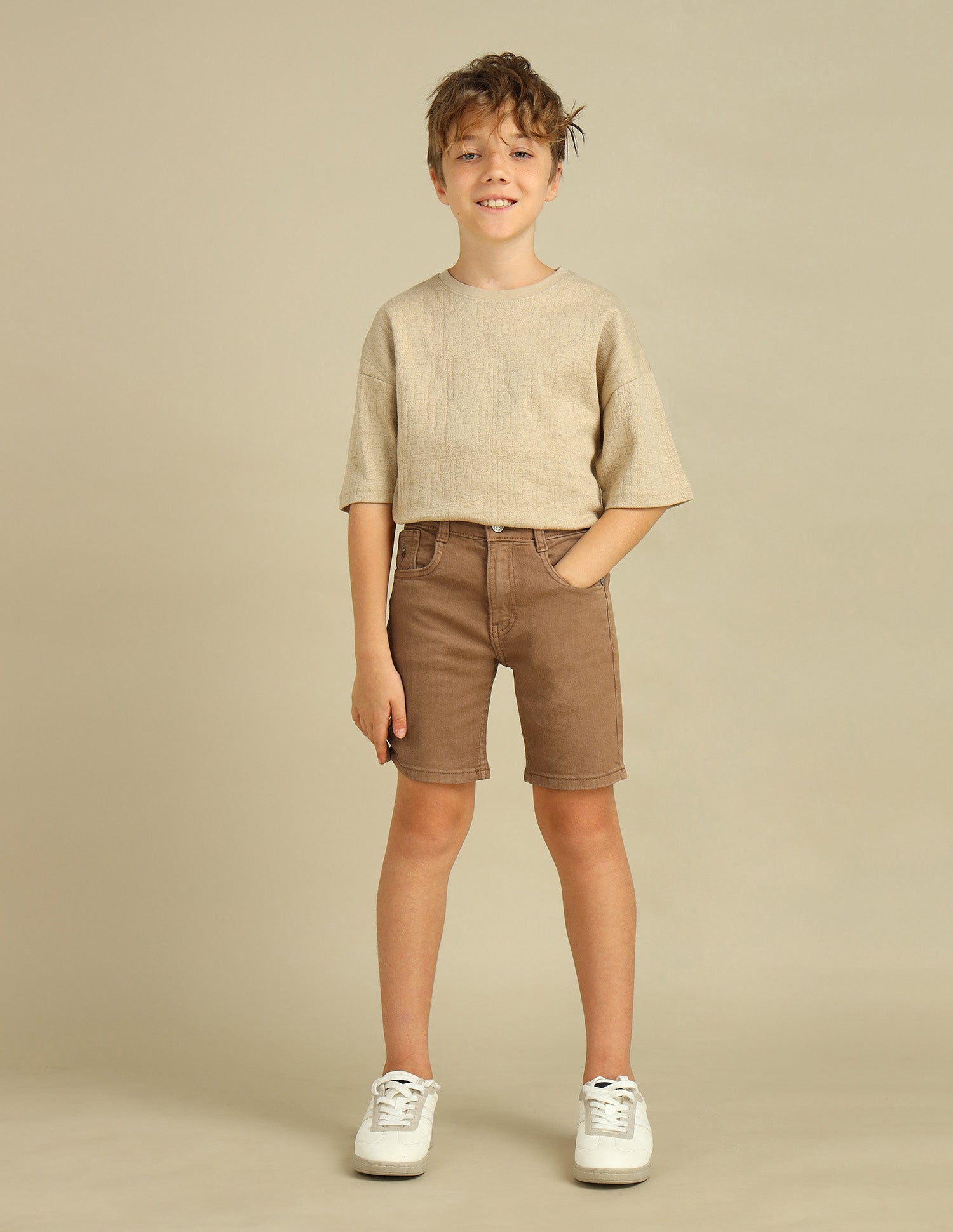 Boys Regular Fit Denim Shorts Brown - U.S. POLO ASSN. | Large