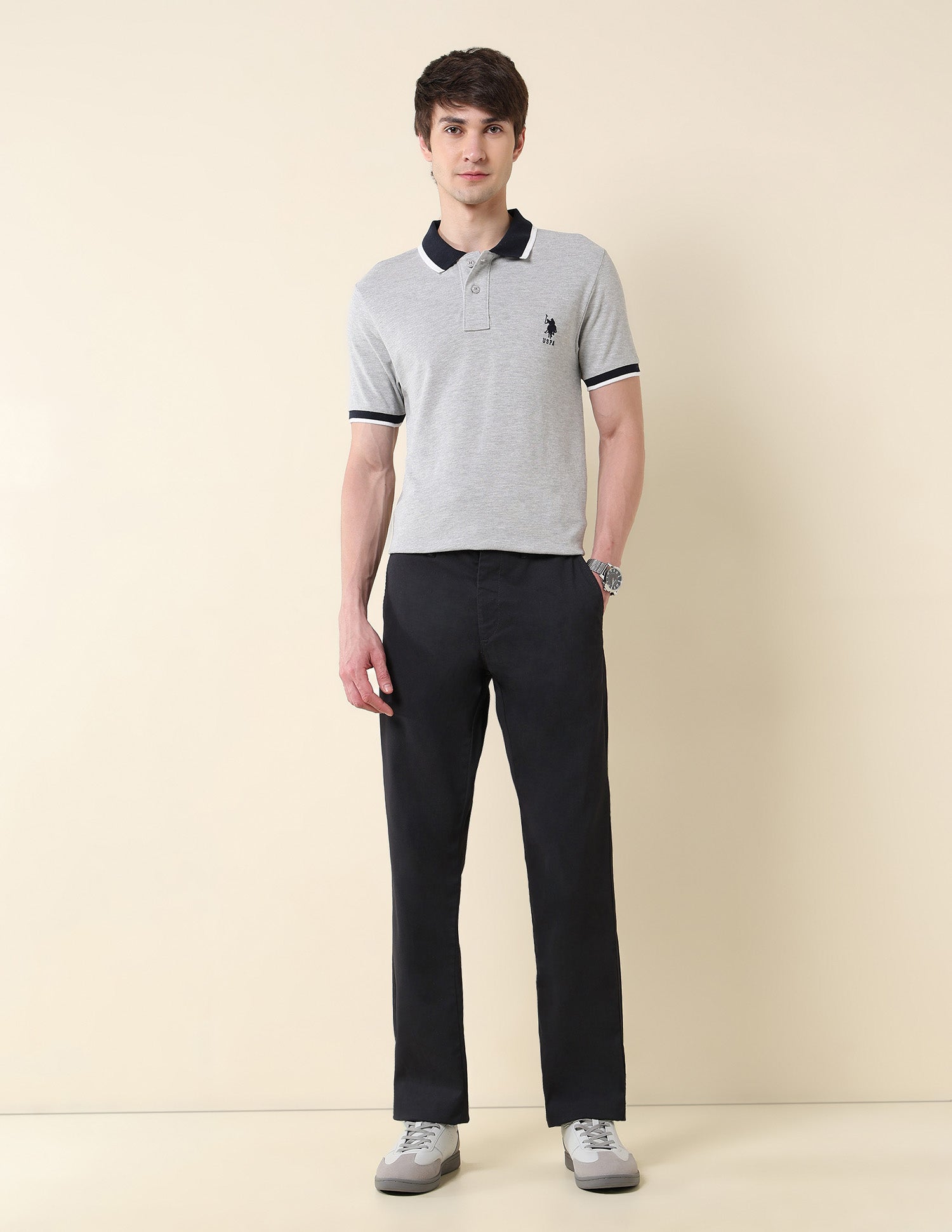 Slim Fit Classic Polo Shirt Light Grey - U.S. Polo Assn. India | Large