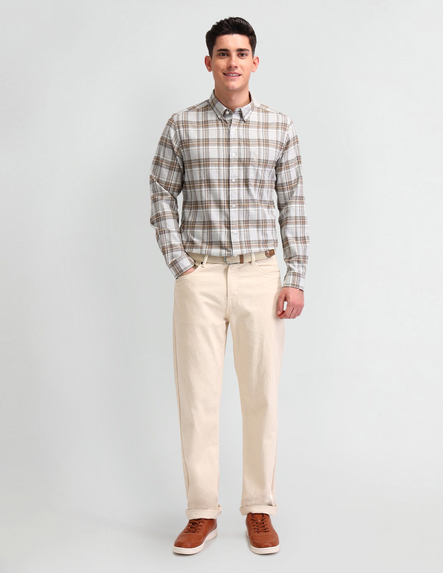 Tartan Checked Corduroy Shirt Grey - U.S. Polo Assn. India | Large