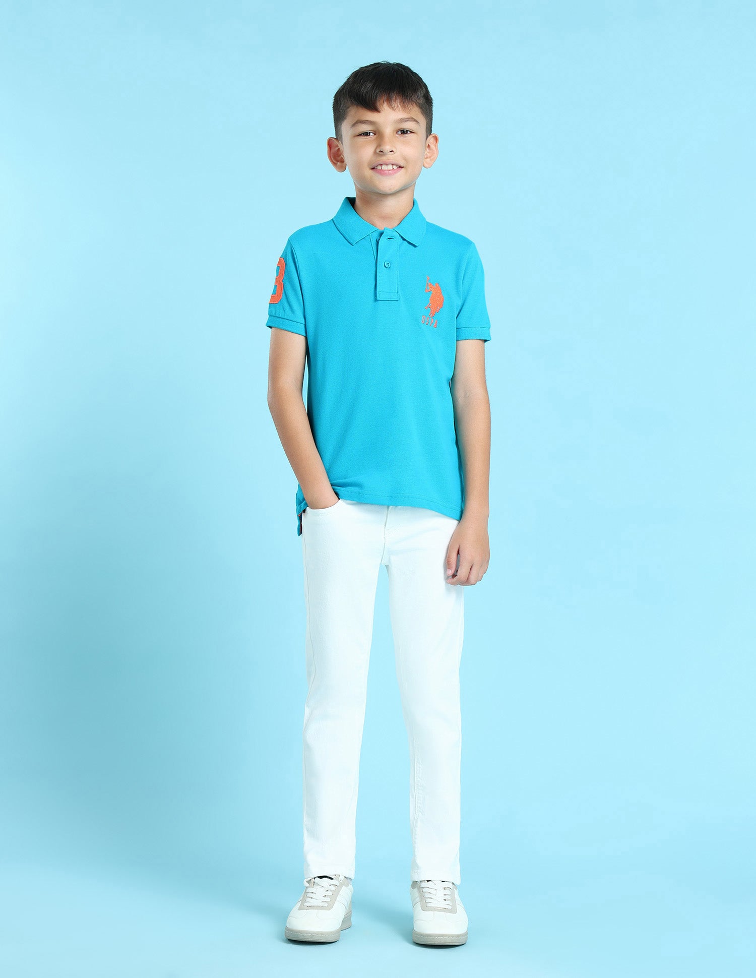 Ribbed Collar Pique Polo Shirt Turquoise - U.S. POLO ASSN. | Large