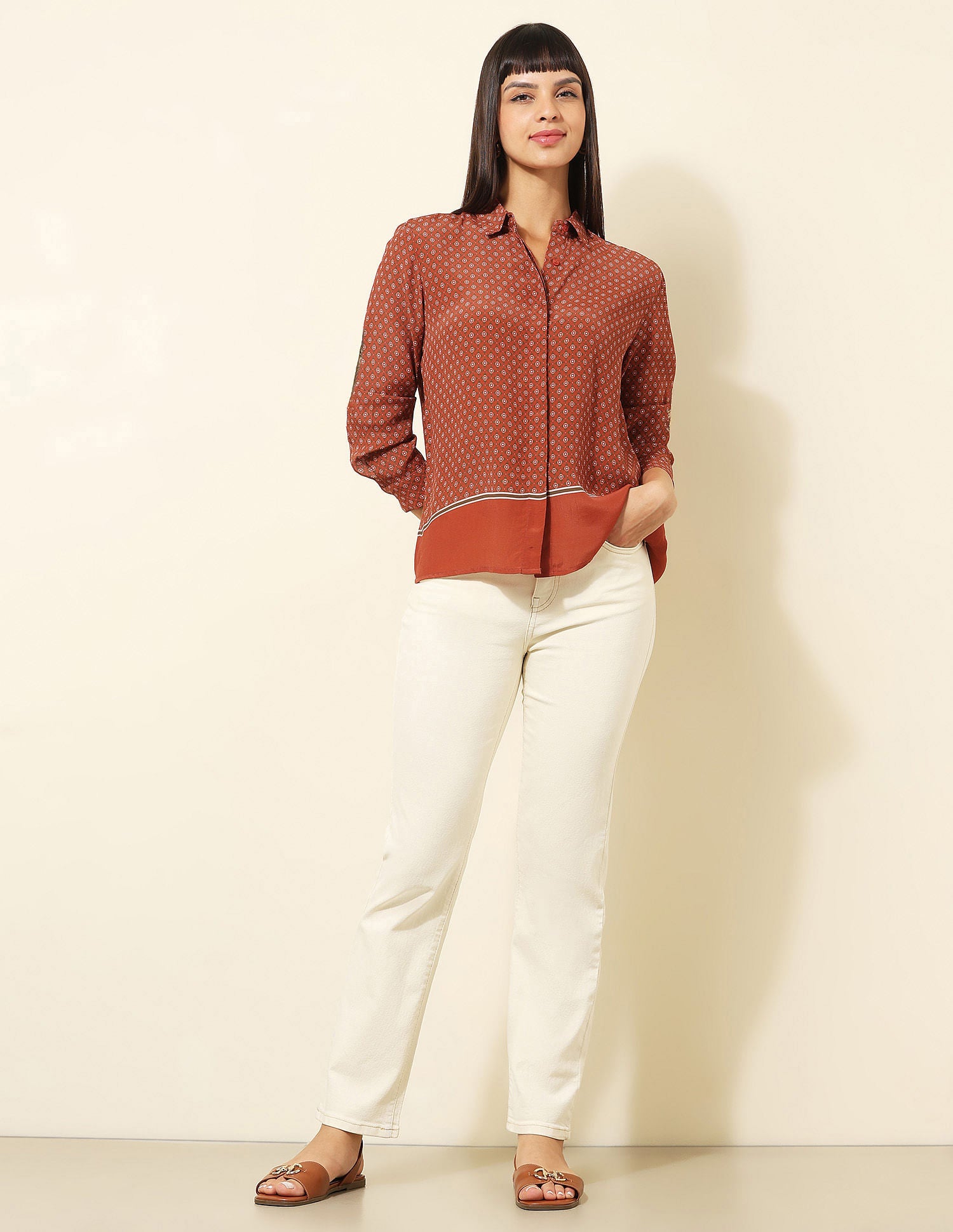 Concealed Placket Geometric Printed Shirt Multi - U.S. POLO ASSN. | Large