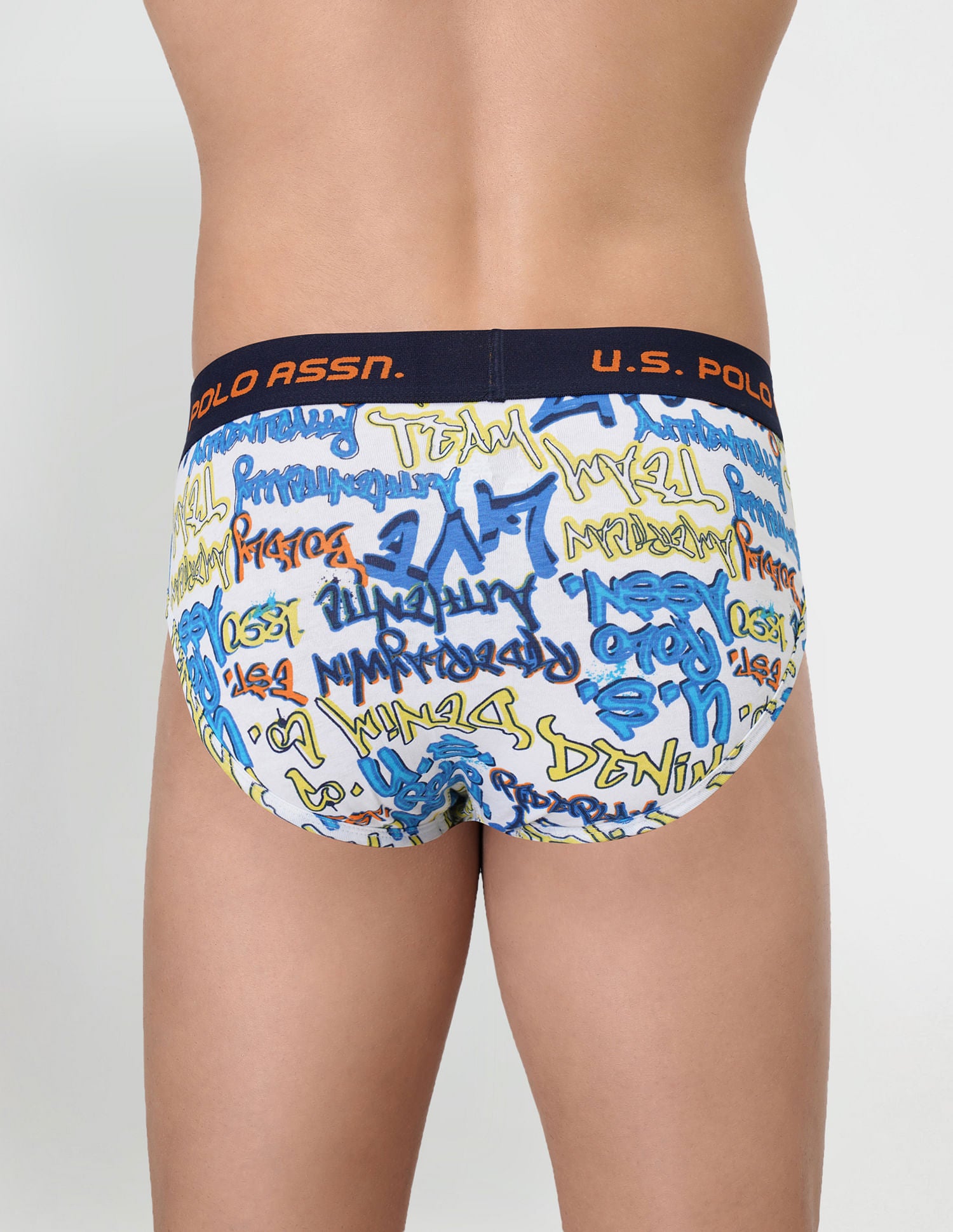 Brushed Elastic Cotton Stretch IYAJ Briefs - Pack Of 2 Blue and White - U.S. POLO ASSN. | Large