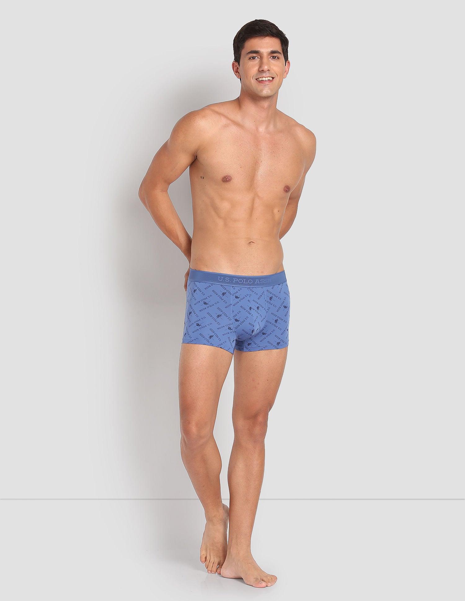 Nylon Stretch Printed AT002 Active Trunks - Pack Of 1 Dark Blue - U.S. POLO ASSN. | Large