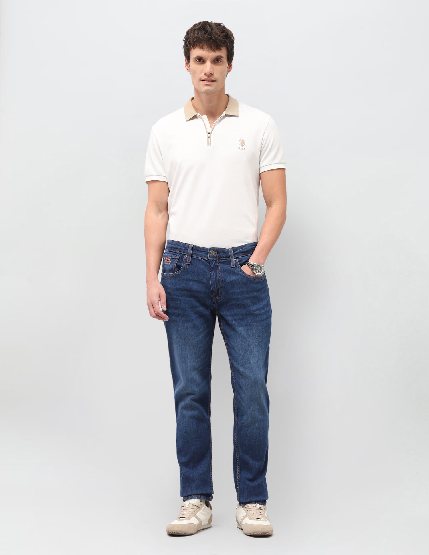 Solid Slim Fit Jeans Blue - U.S. Polo Assn. India | Large