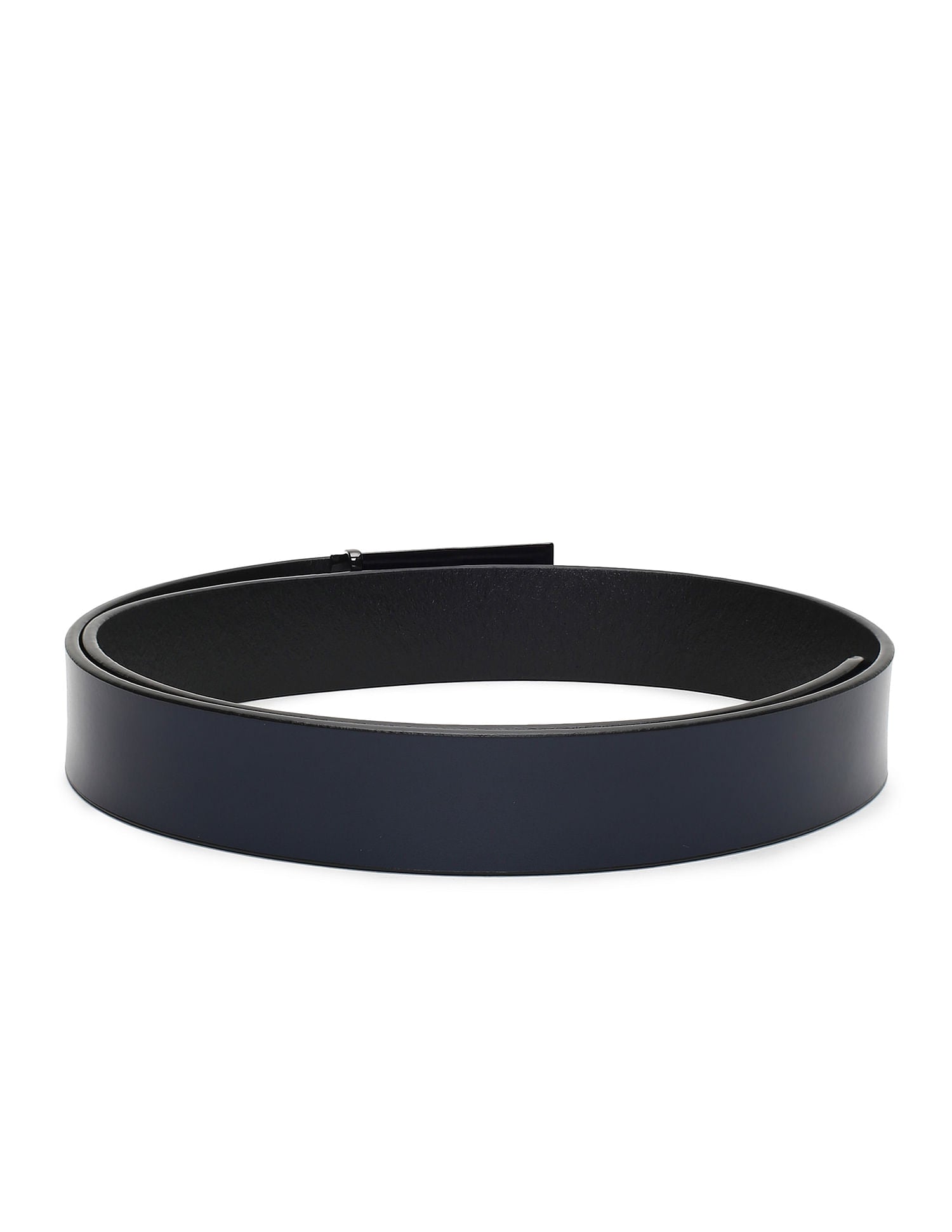 Leather Metallic Logo Belt Navy - U.S. POLO ASSN. | Large