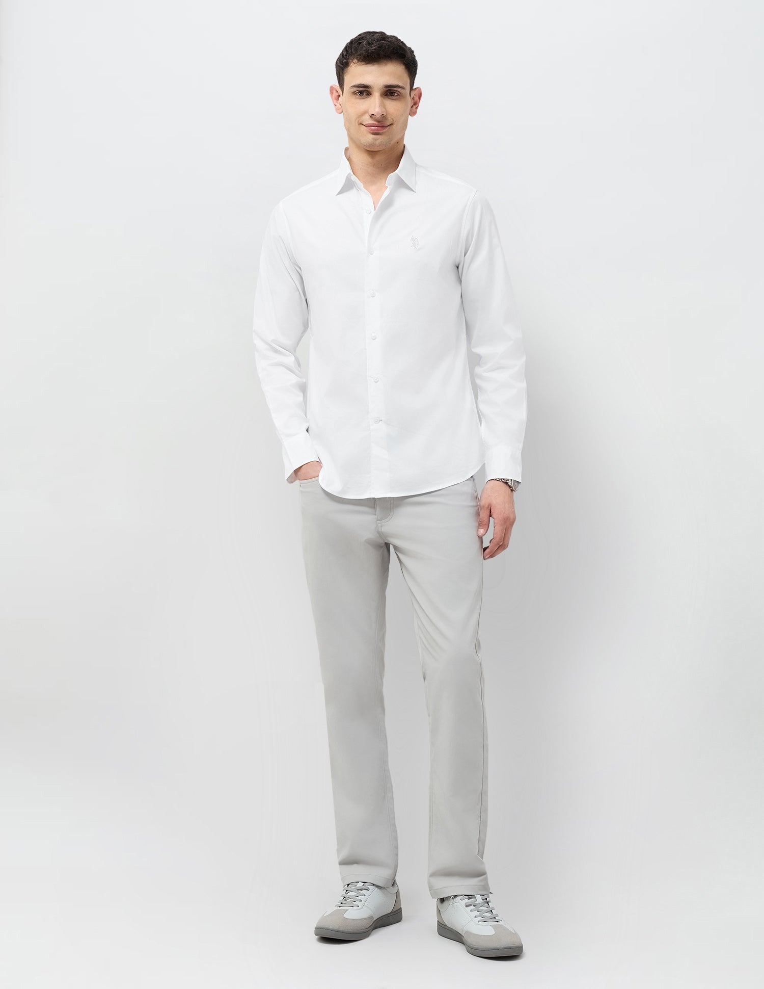 Textured Tailored Fit Shirt White - U.S. POLO ASSN. | Large