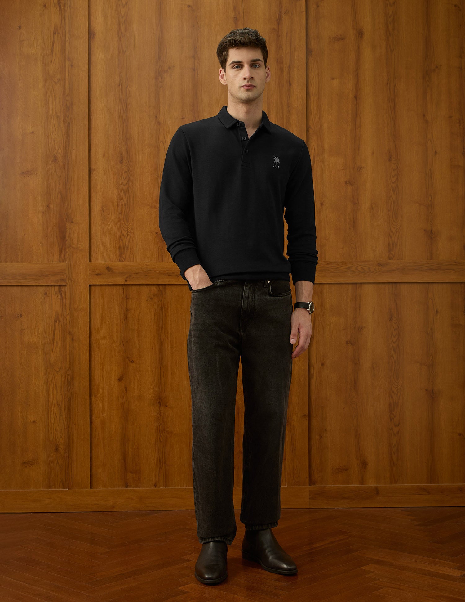 Solid Equestrian Aisle Theater Sweatshirt Black - U.S. POLO ASSN. | Large