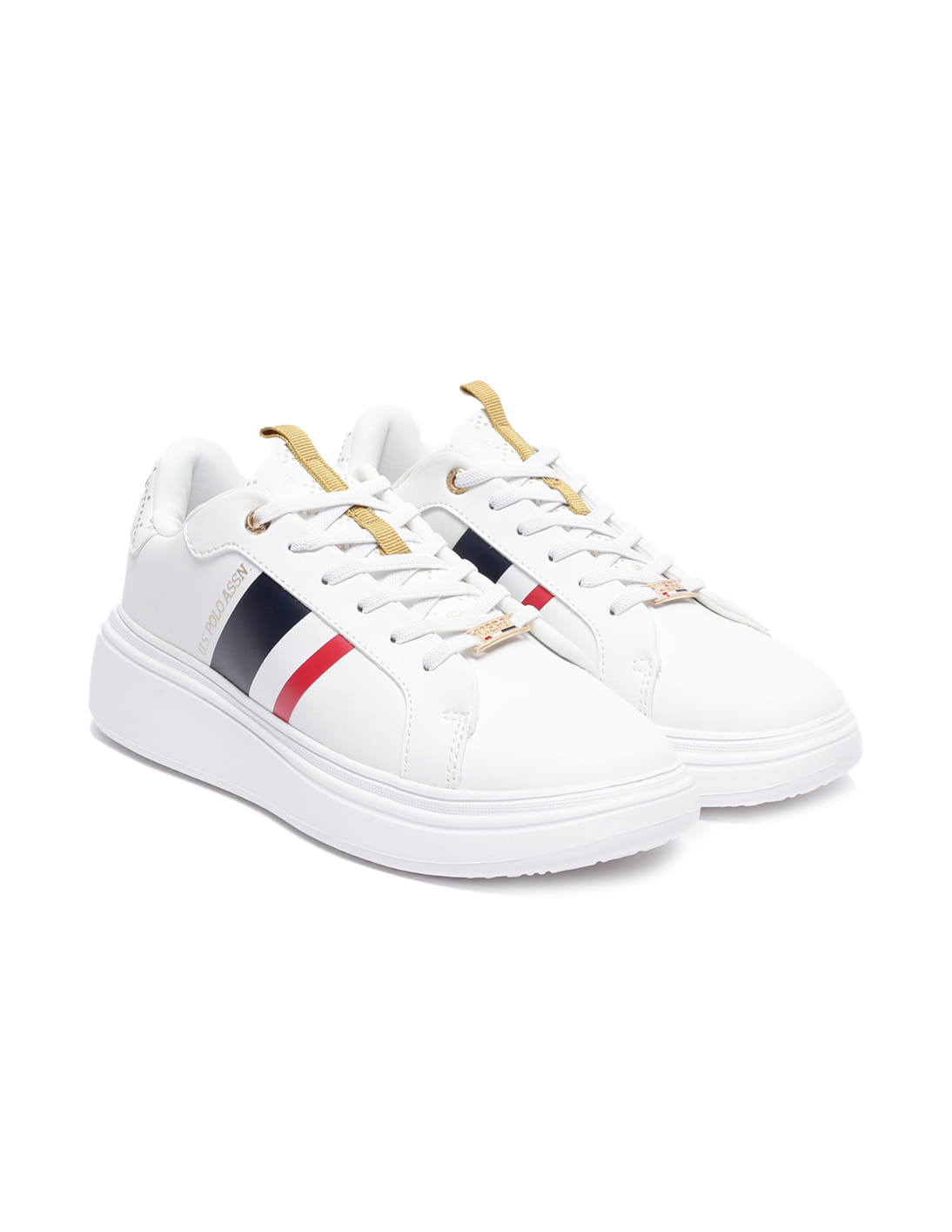 Women Brand Stripe Clara Sneakers Off White - U.S. Polo Assn. India | Large