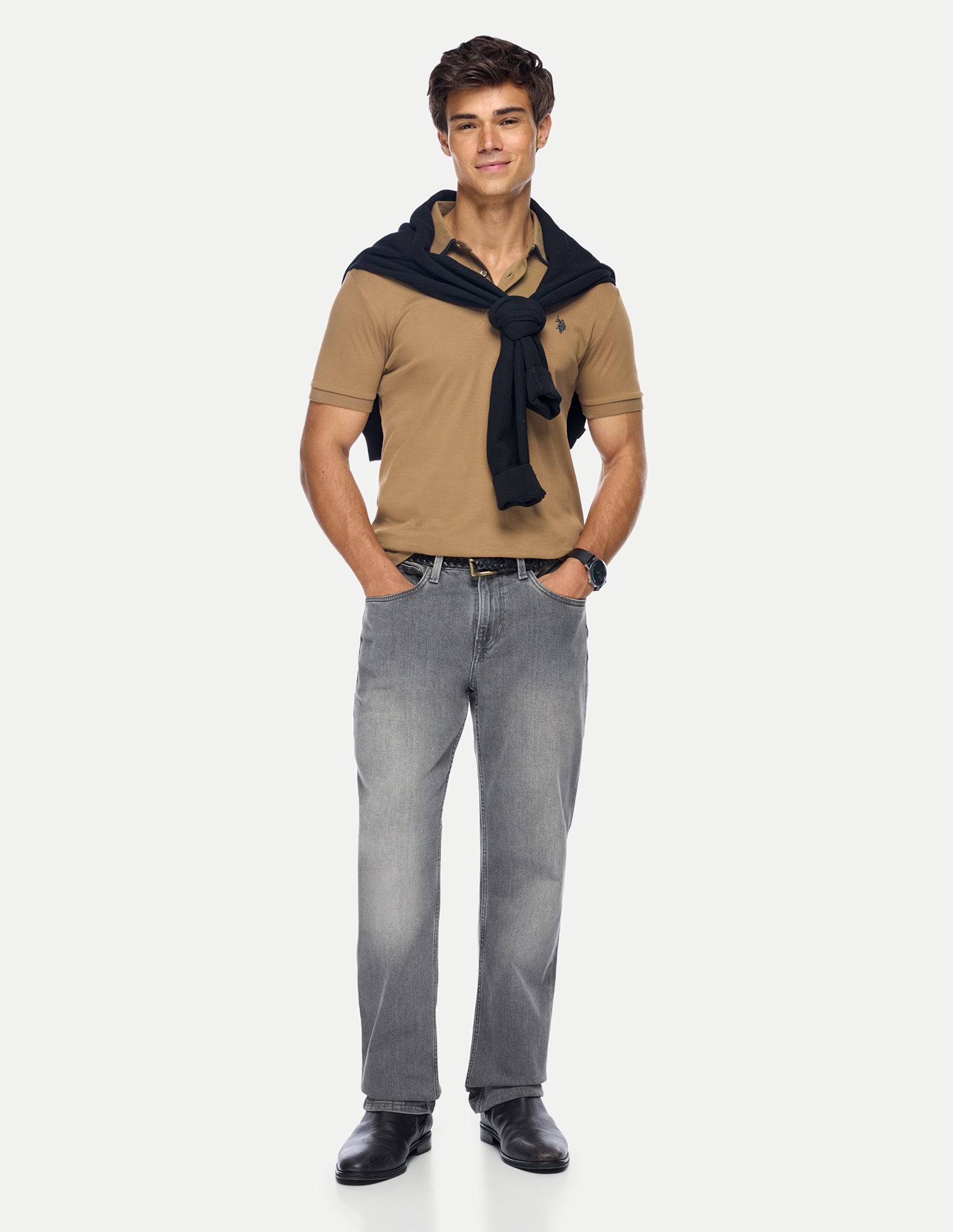 Solid Slim Fit Polo Shirt Brown - U.S. Polo Assn. India | Large