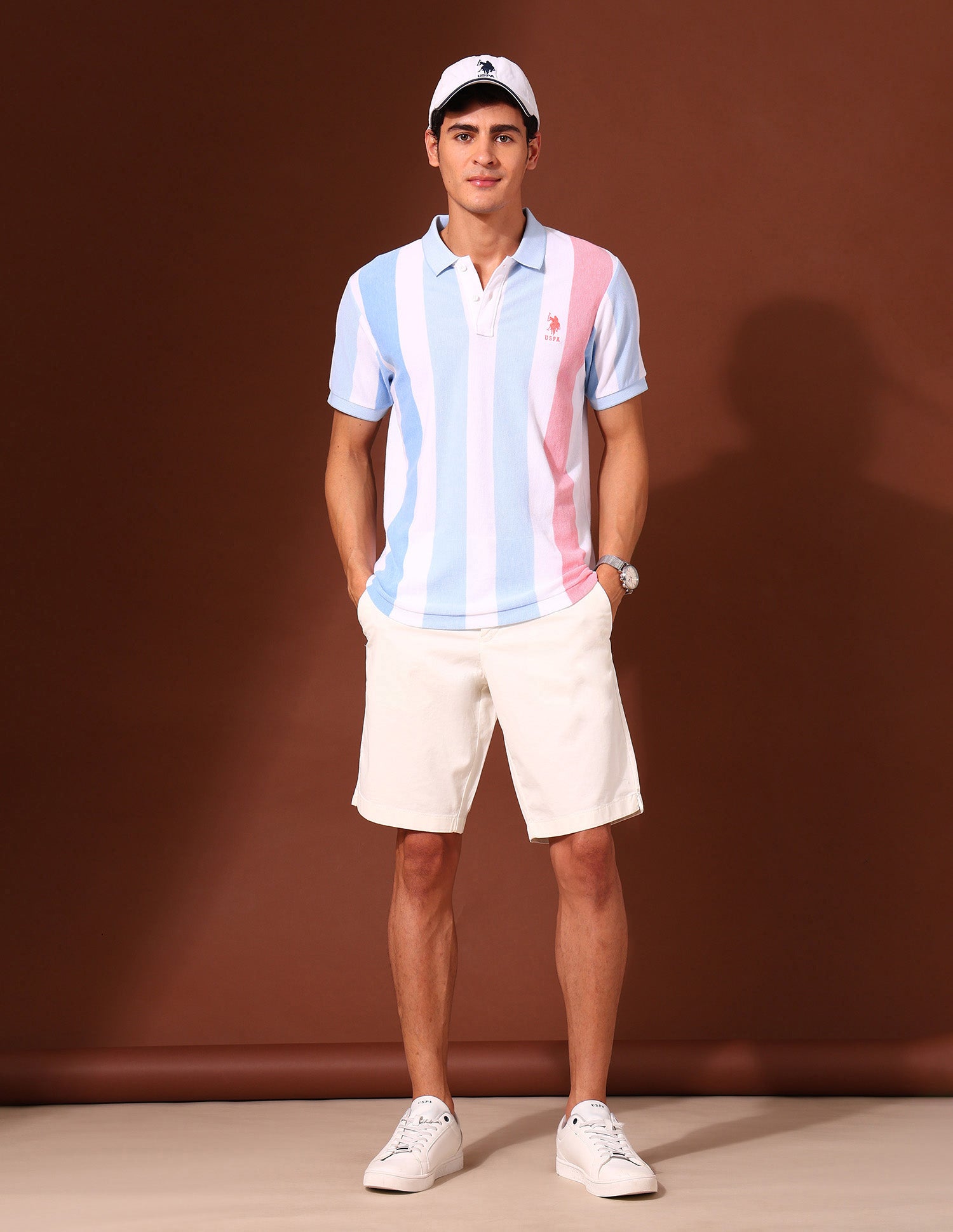 Vertical Striped Work and Wander Polo Shirt White - U.S. Polo Assn. India | Large