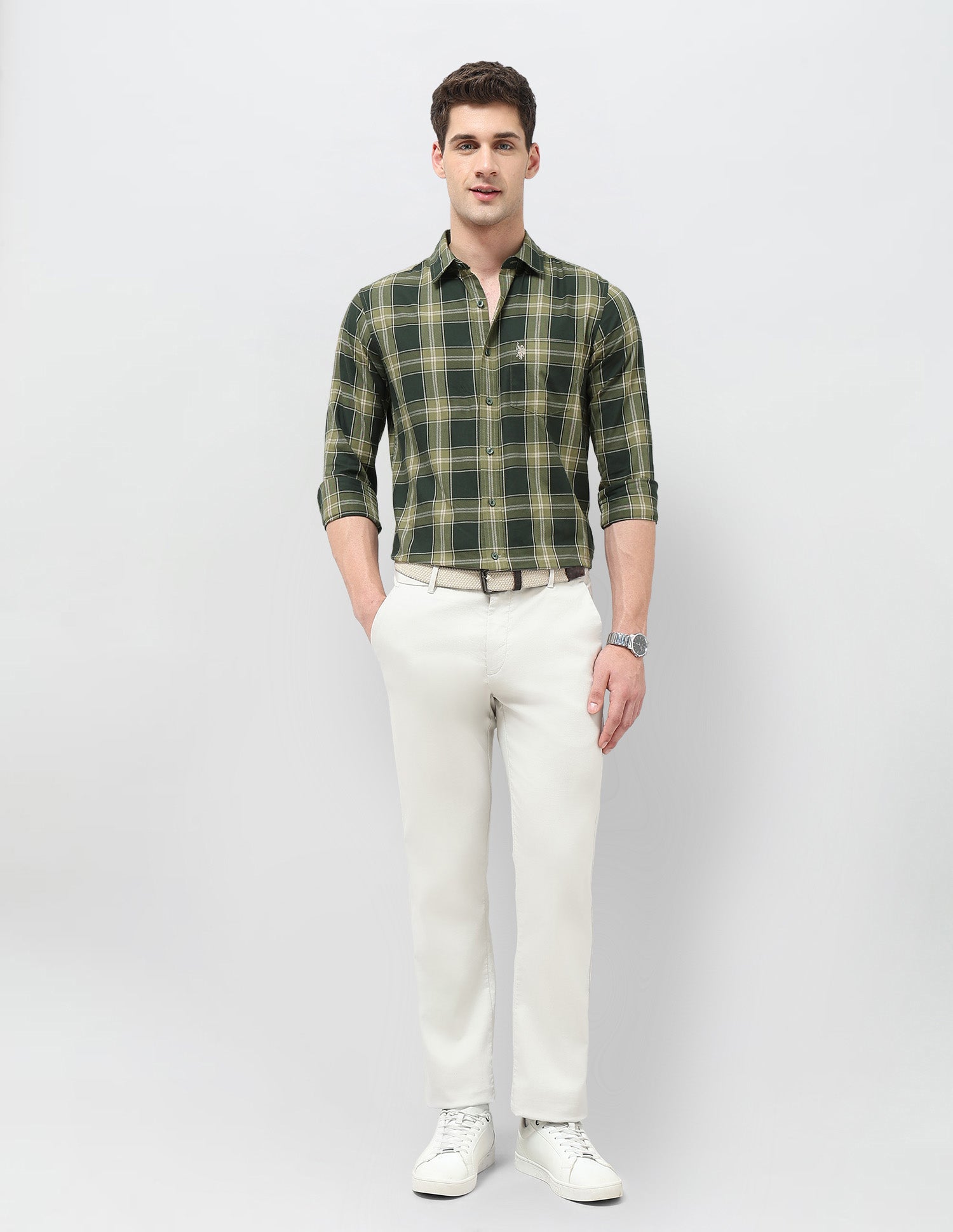 Twill Tailored Fit Shirt Olive - U.S. POLO ASSN. | Large