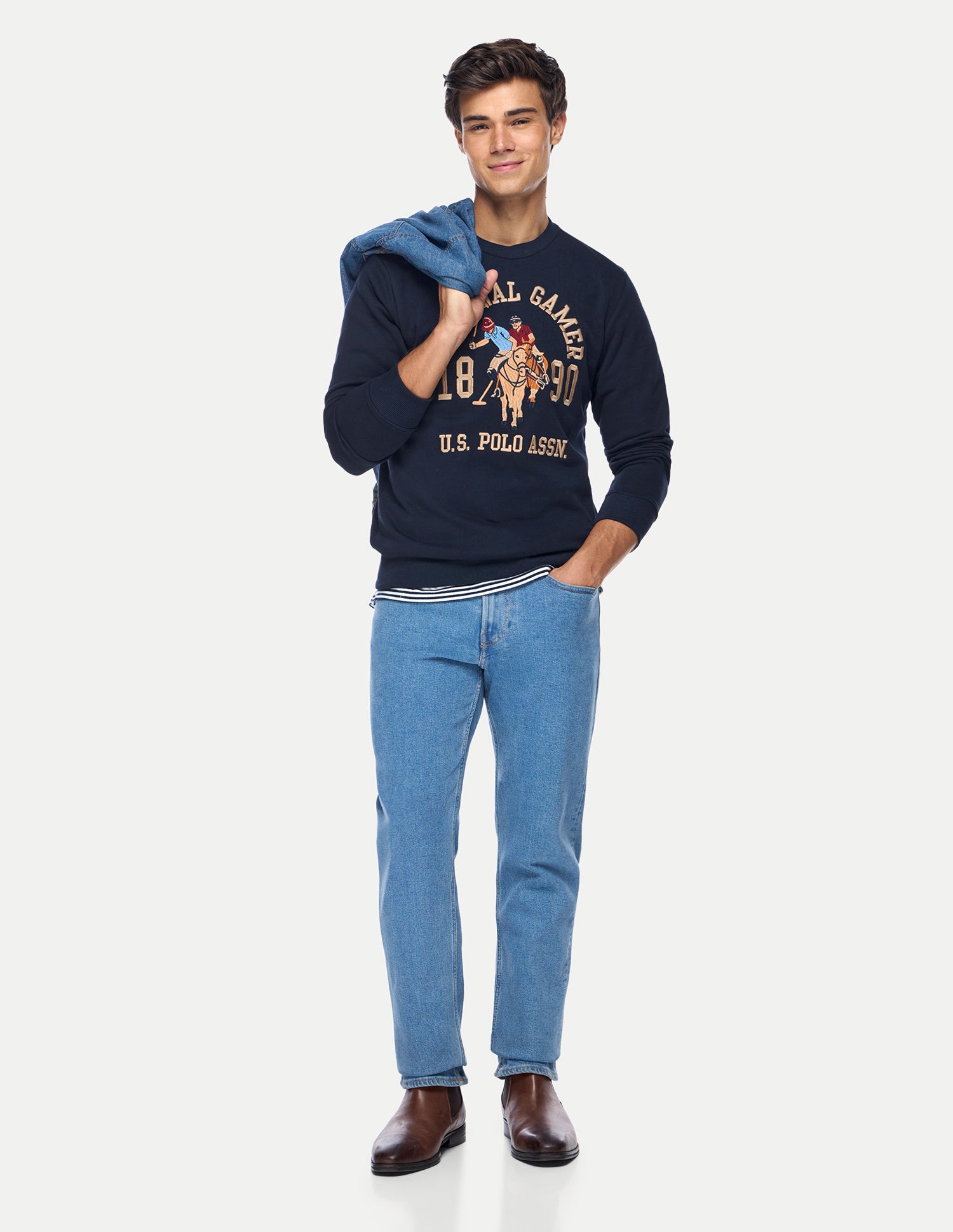 Graphic Brand Printed Regular Fit Sweatshirt Dark Blue - U.S. Polo Assn. India | Large