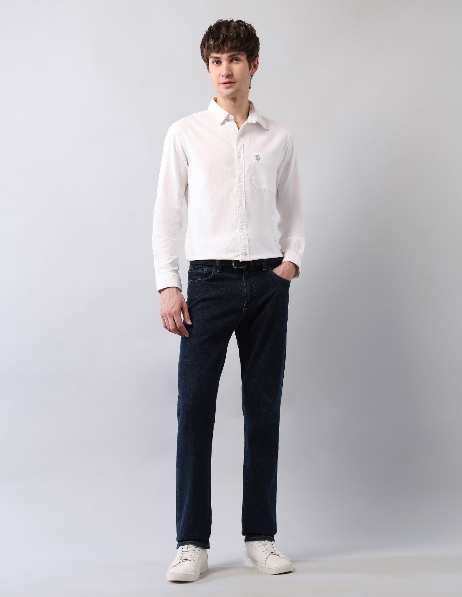 Pure Cotton Dobby Shirt White - U.S. Polo Assn. India | Large