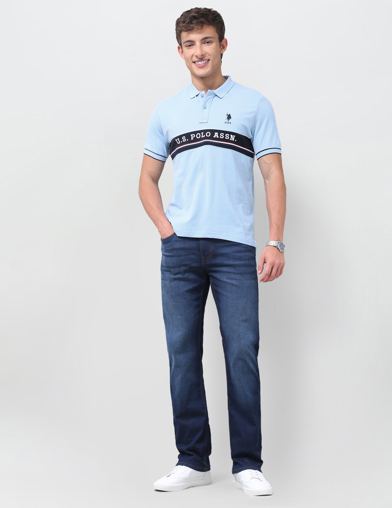 Brand Embroidered Regular Fit Polo Shirt Light Blue - U.S. Polo Assn. India | Large