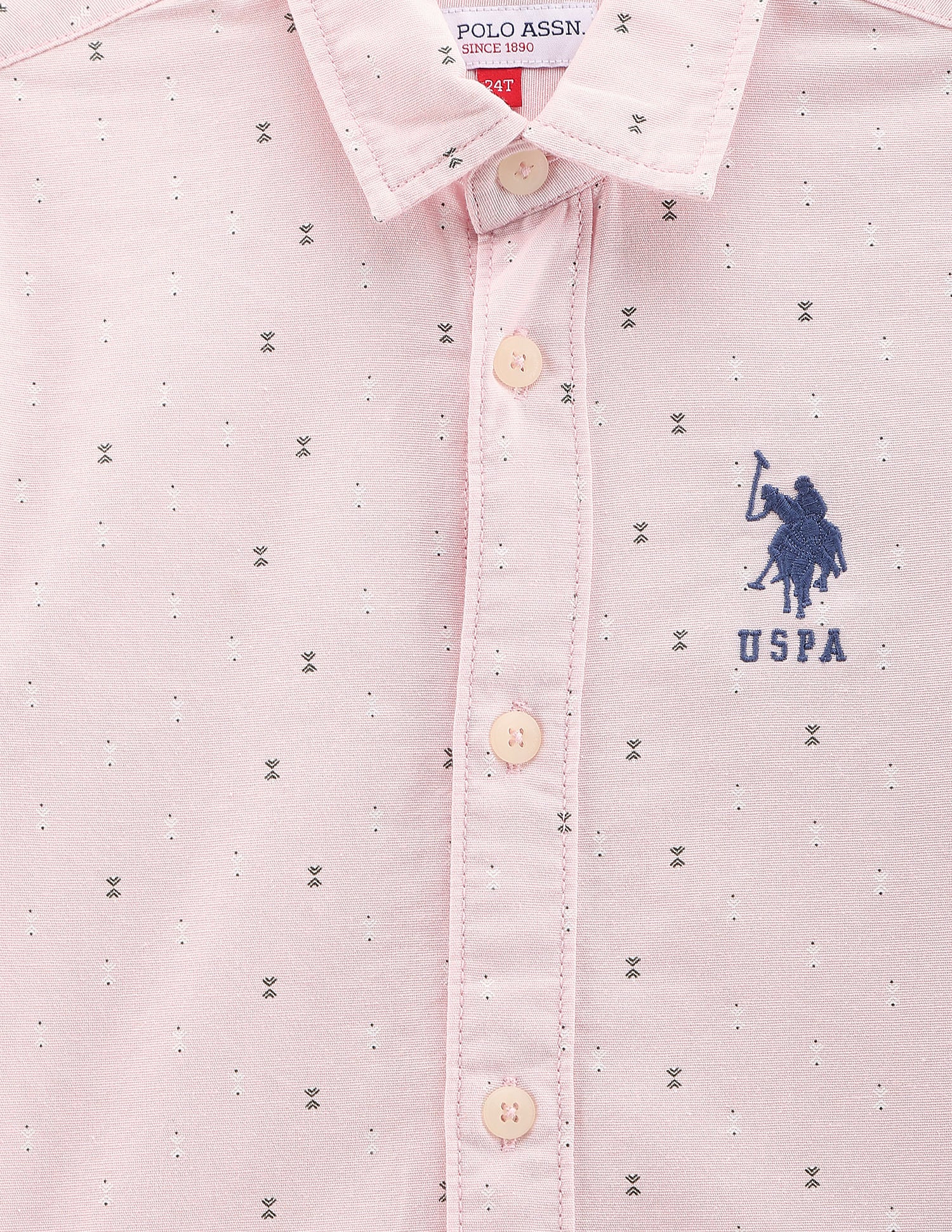 Geometric Print Cotton Shirt Light Pink - U.S. POLO ASSN. | Large