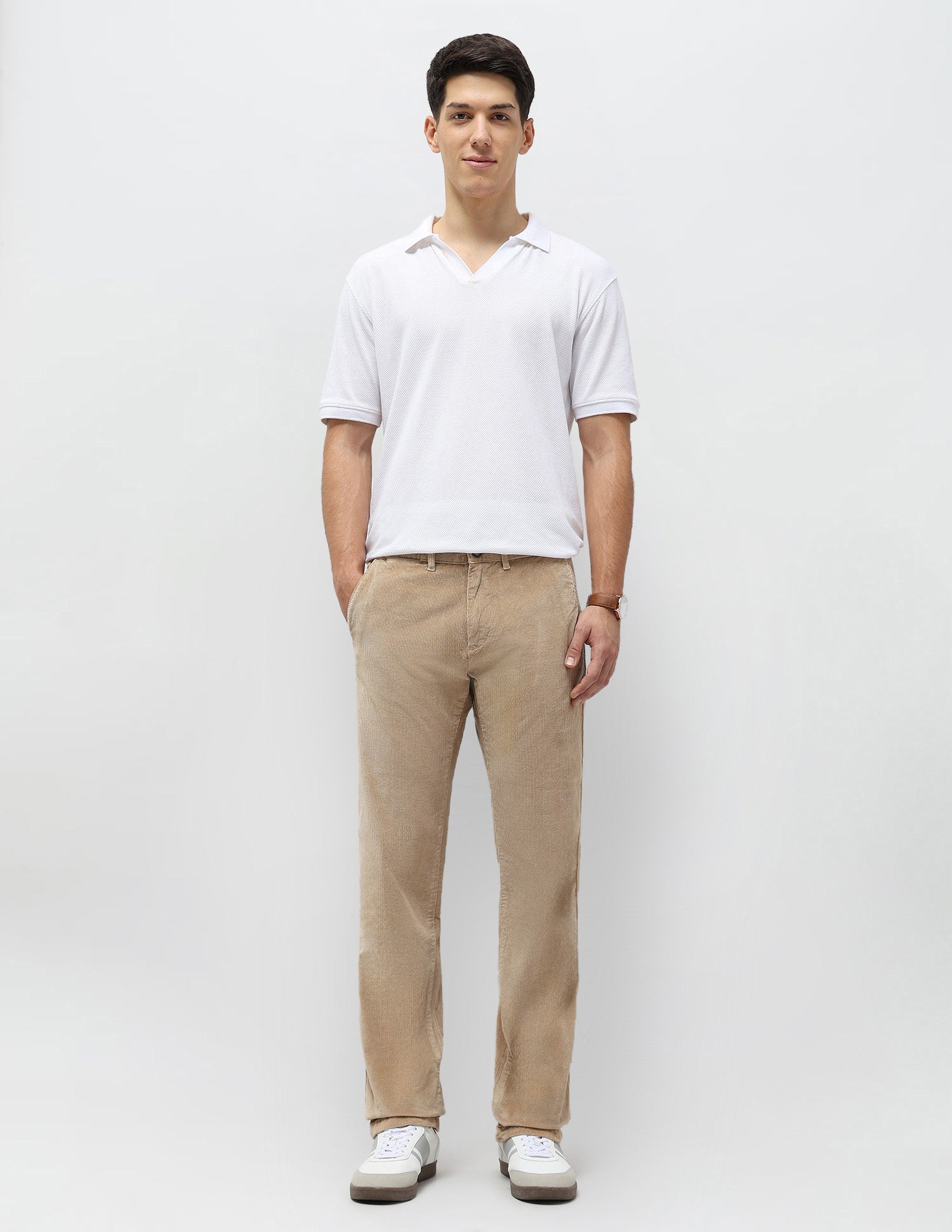 Riley Straight Fit Corduroy Trousers Light Khaki - U.S. POLO ASSN. | Large