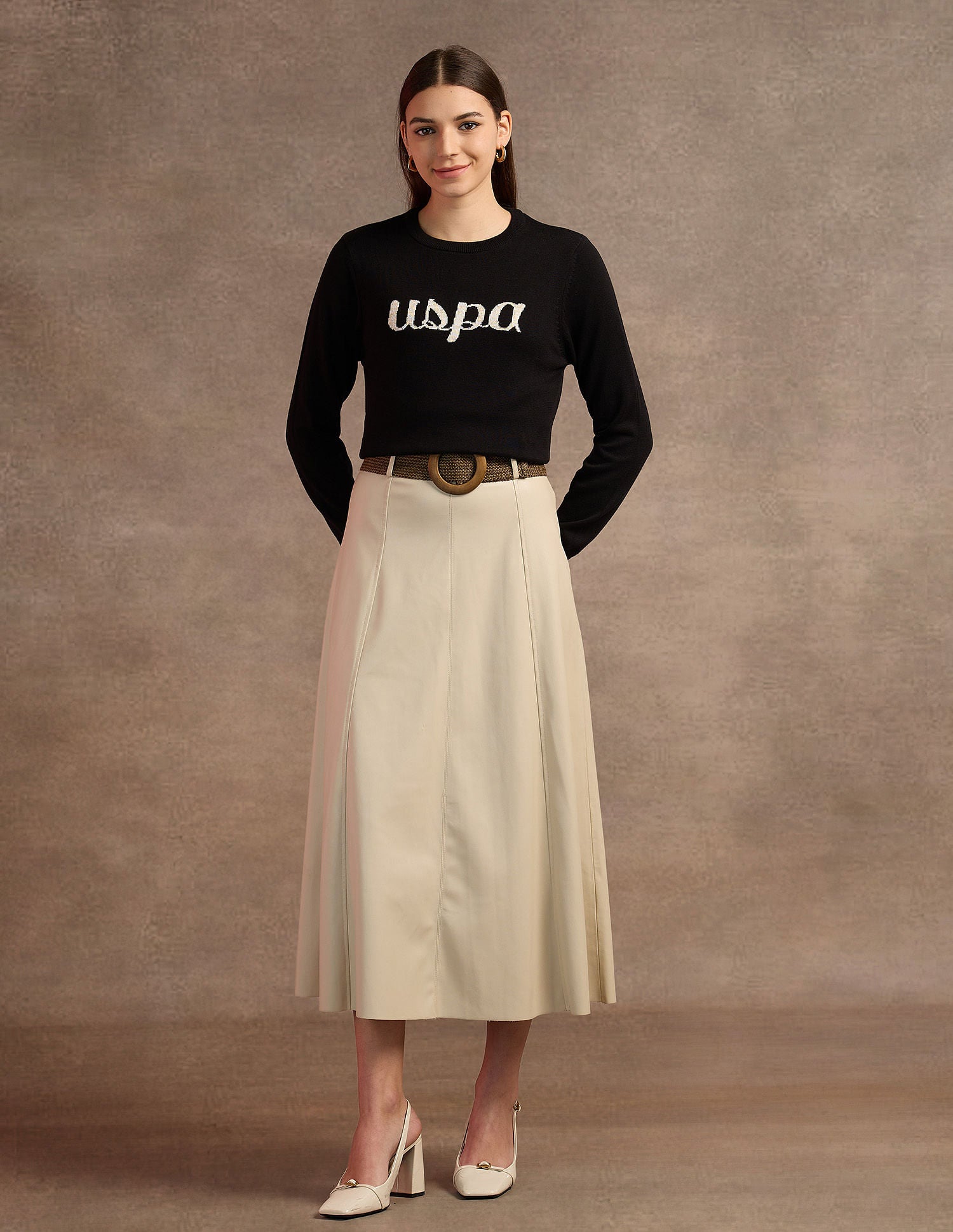 Lurex Embroiderd Cotton Sweater Wine - U.S. Polo Assn. India | Large