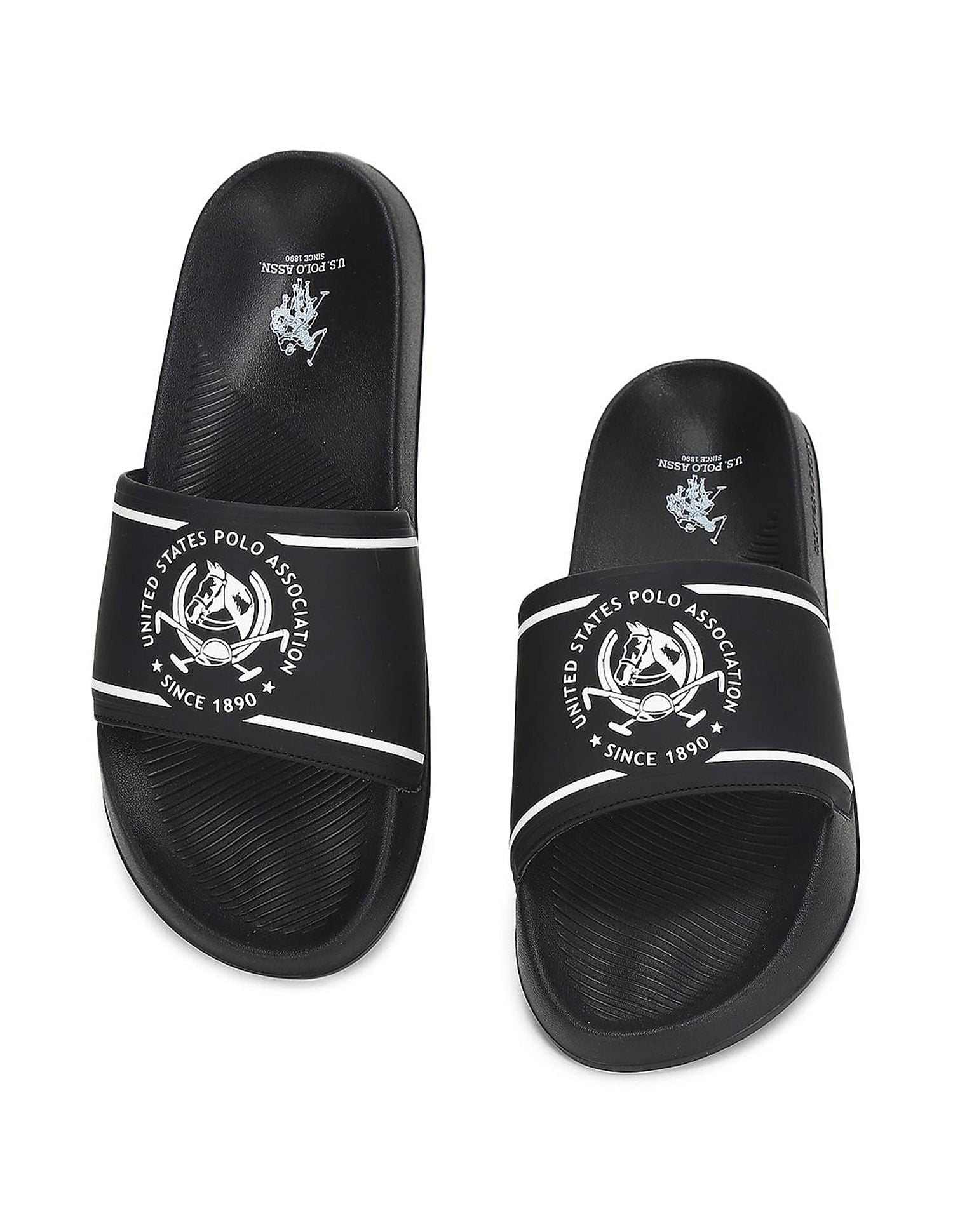 Logo Print Zane 4.0 Slides Black - U.S. Polo Assn. India | Large