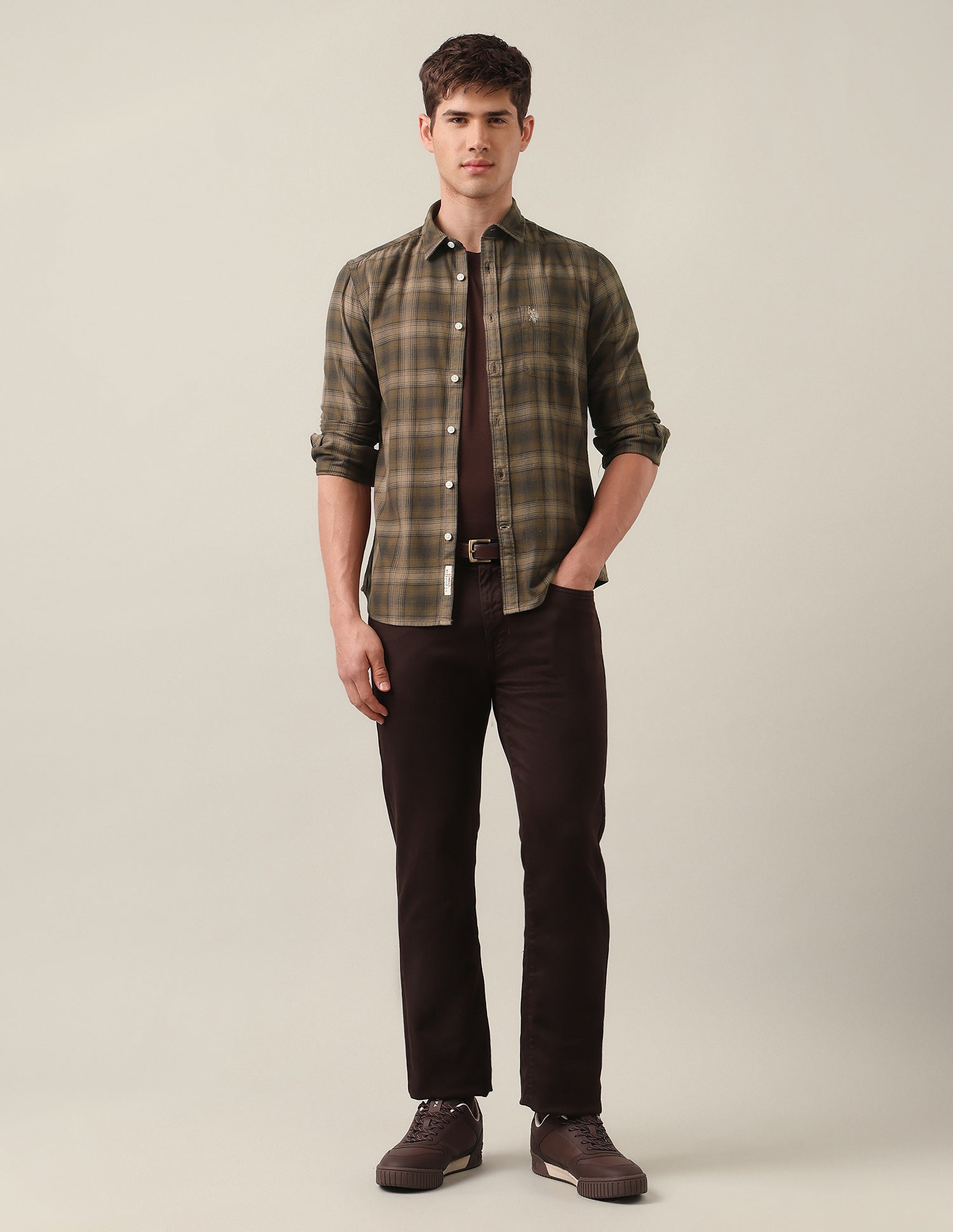 Tartan Checked Twill Shirt Brown - U.S. Polo Assn. India | Large