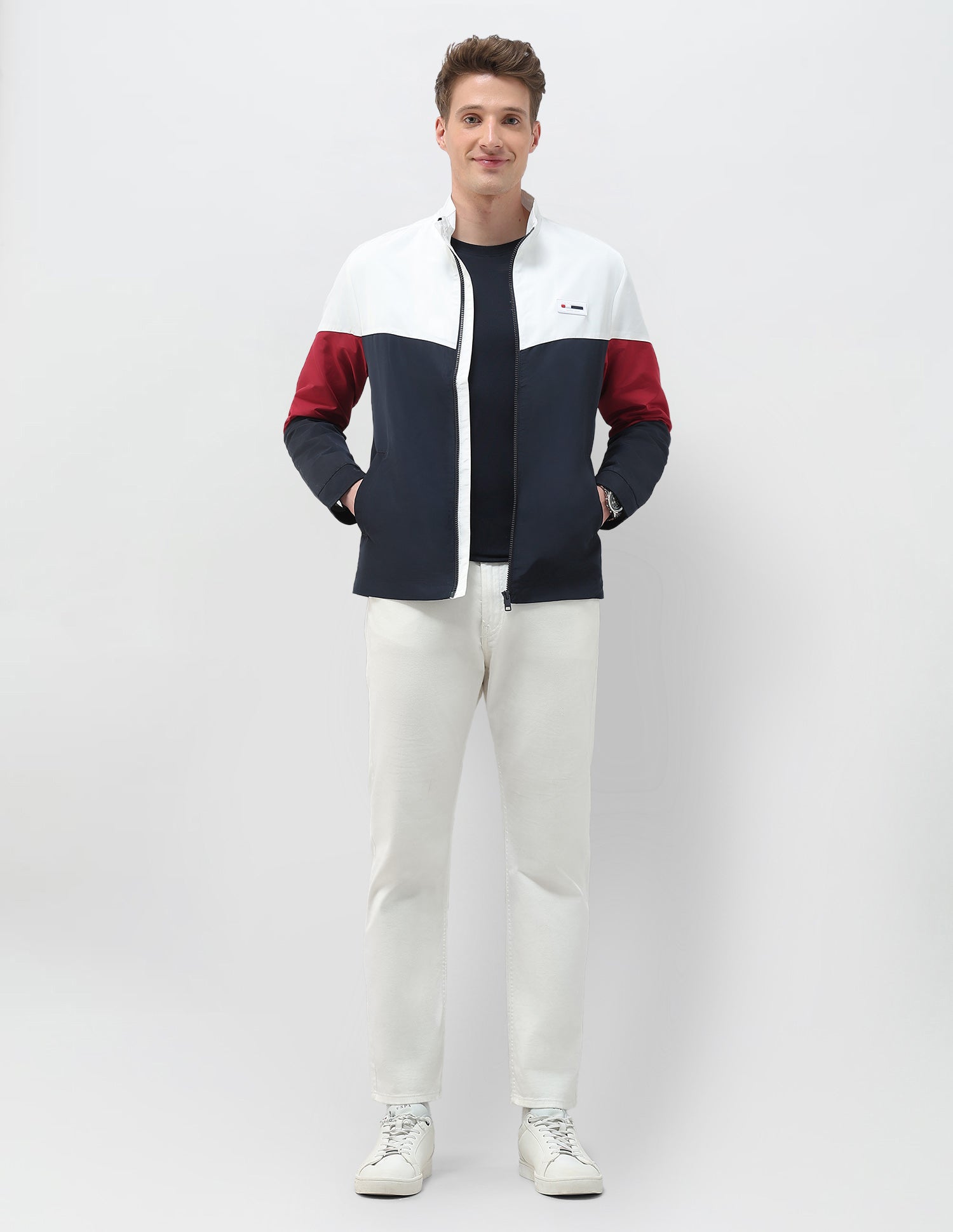 Colour Blocked Windcheater Jacket White - U.S. POLO ASSN. | Large