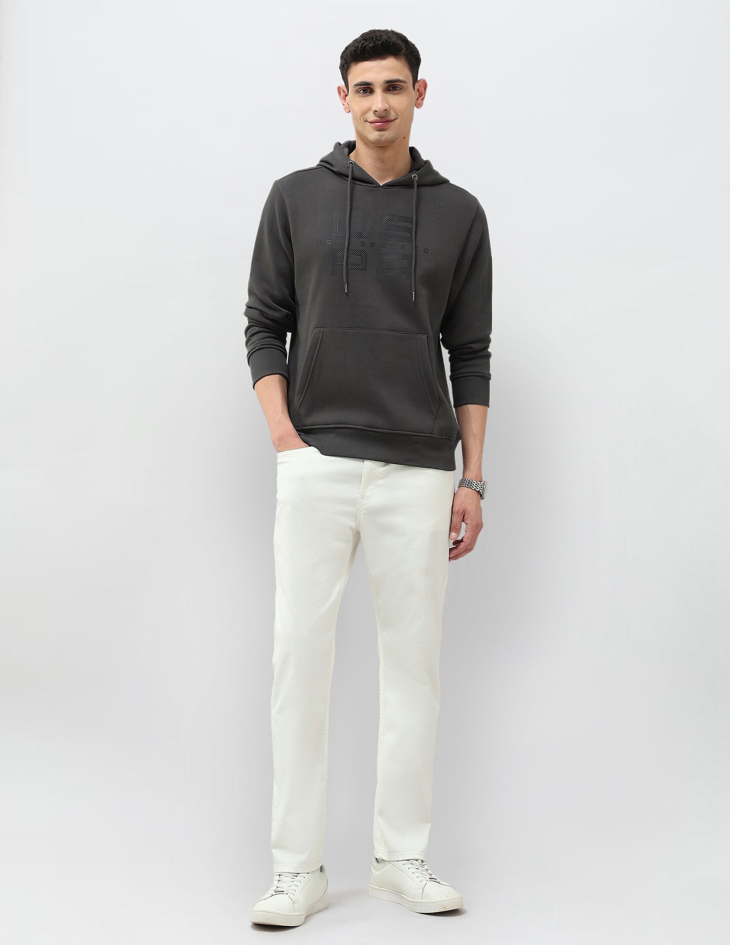 Brand Embossed Regular Fit Sweatshirt Dark Grey - U.S. POLO ASSN. | Large