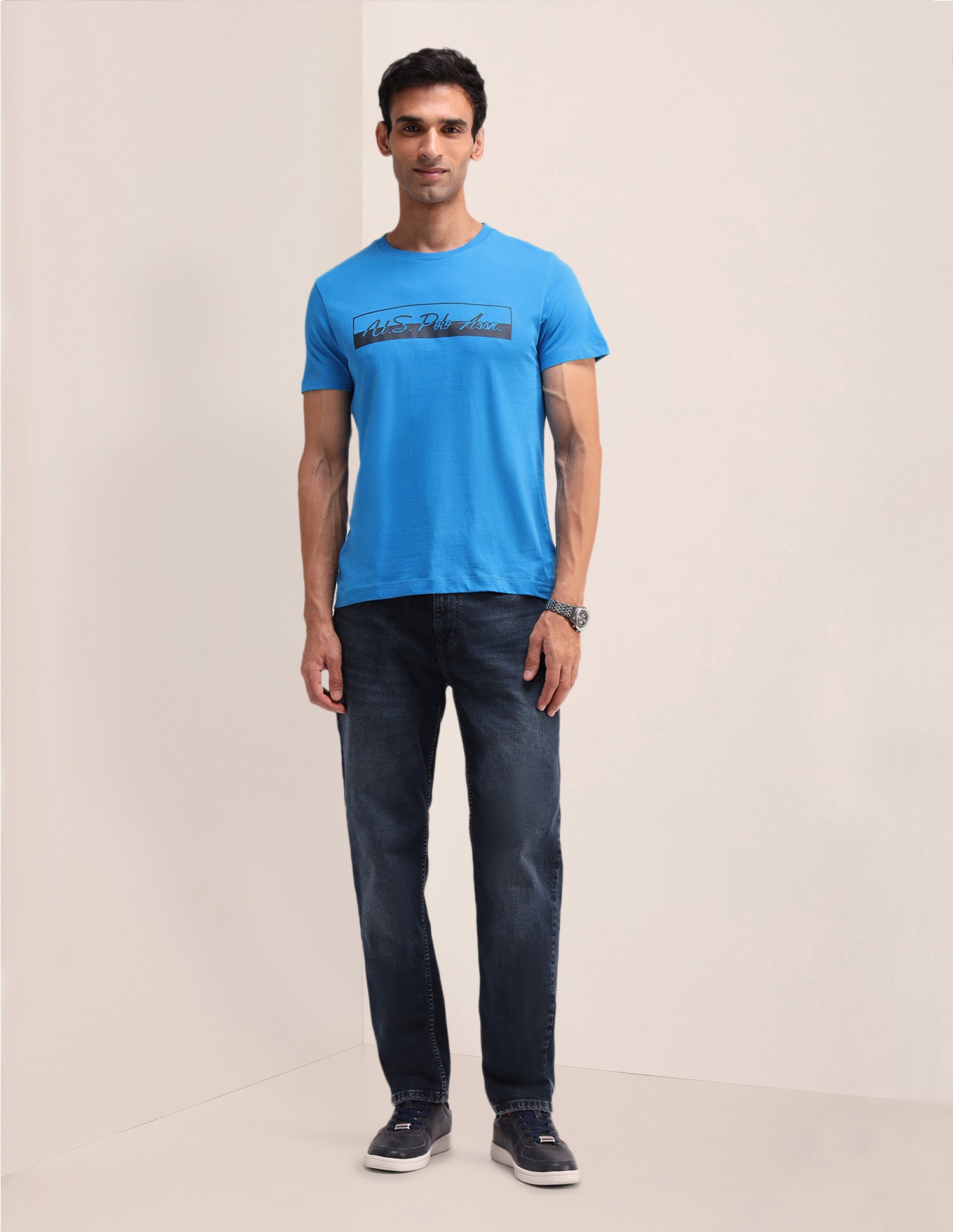 Brand Printed Slim Fit T-Shirt Teal - U.S. Polo Assn. India | Large