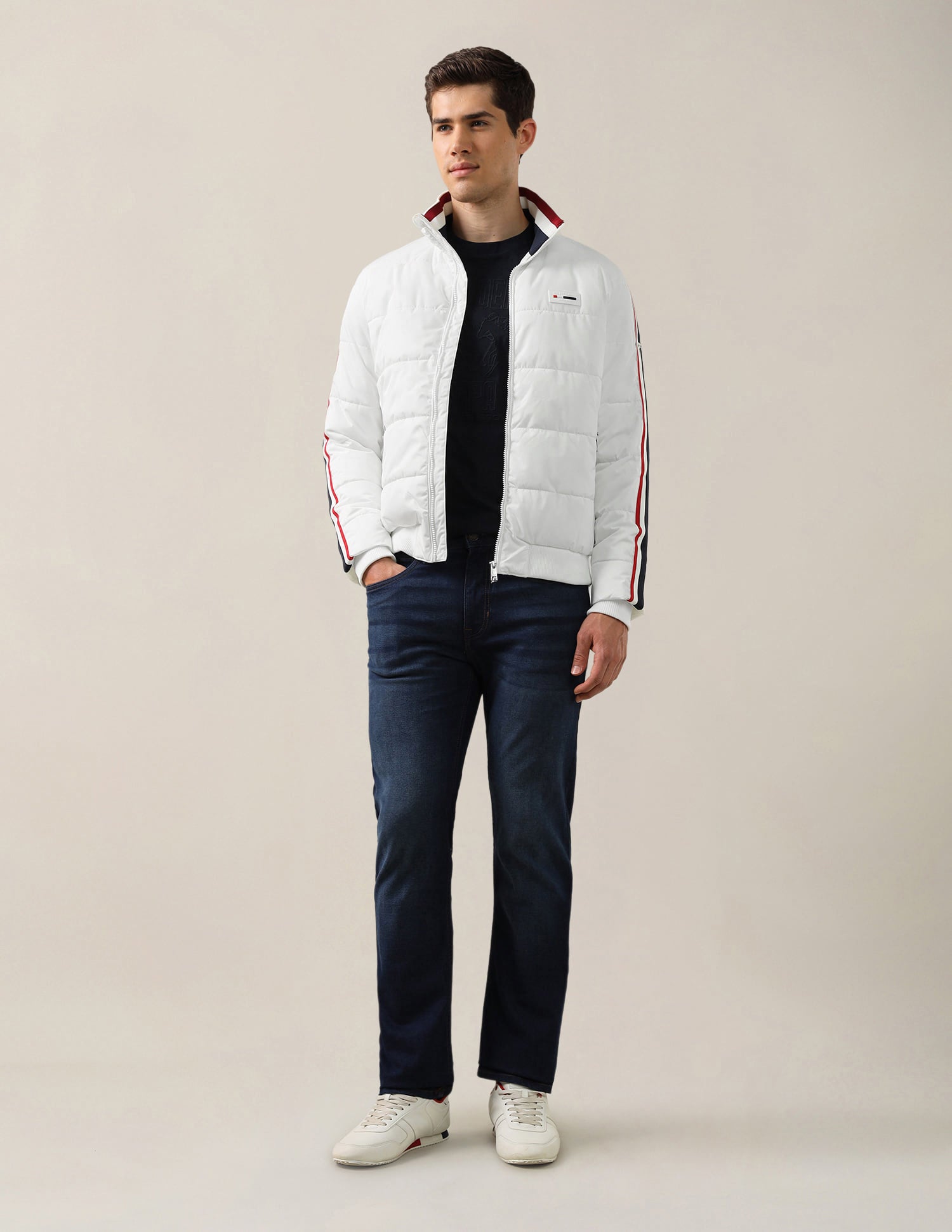 Solid Regular Fit Jacket White - U.S. Polo Assn. India | Large