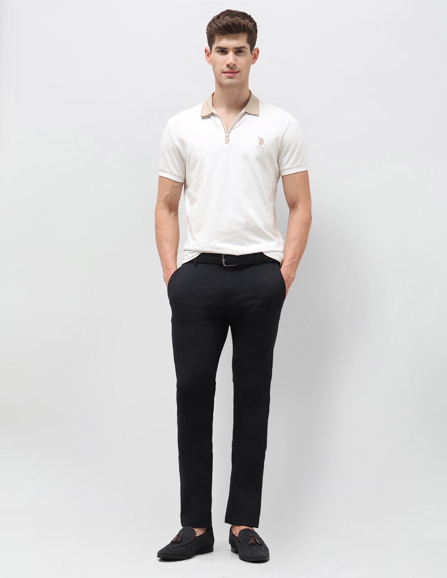 Satin Denver Slim Fit Trousers Navy - U.S. Polo Assn. India | Large