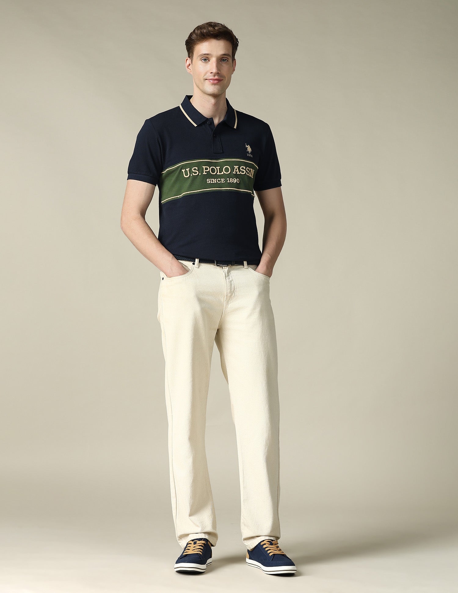 Cut & Sew Brand Embroidered Regular Fit Polo Shirt Navy - U.S. POLO ASSN. | Large