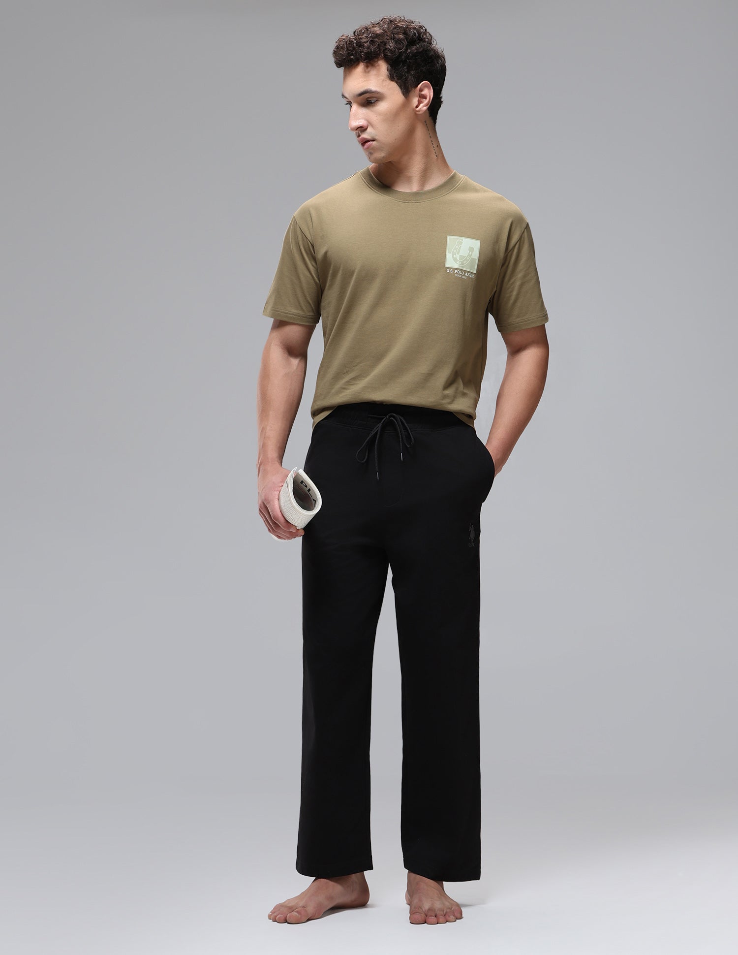 Baggy Fit Sturdy Fabric OR008 Lounge Track Pants Black - U.S. Polo Assn. India | Large
